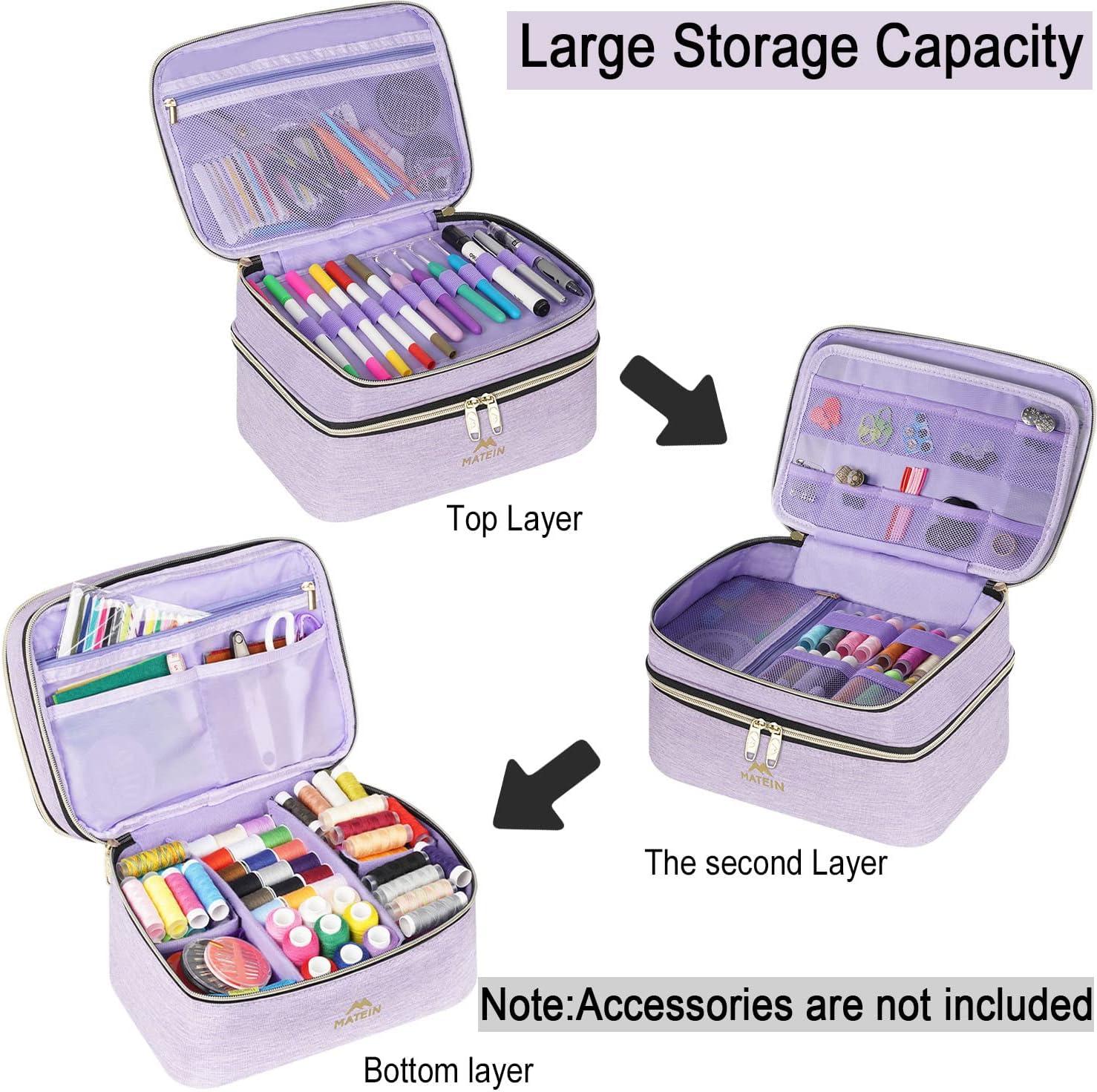 Sewing Supplies Organizer Double-Layer Sewing Box Organizer Accessories Storage  Bag Large Sewing Basket Water Resistant Travel Women Sewing Gifts for Kit  Scissors Thread Pins Needles Clips