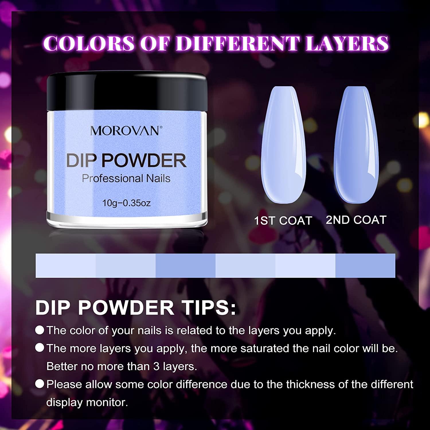 Morovan Dip Powder Nail Set - 12 Colors Glow in the Dark Dipping Powder Dip Nail  Powder Starter Kit for French Manicure Nail Dip Powder Starter Set No Nail  Lamp Needed