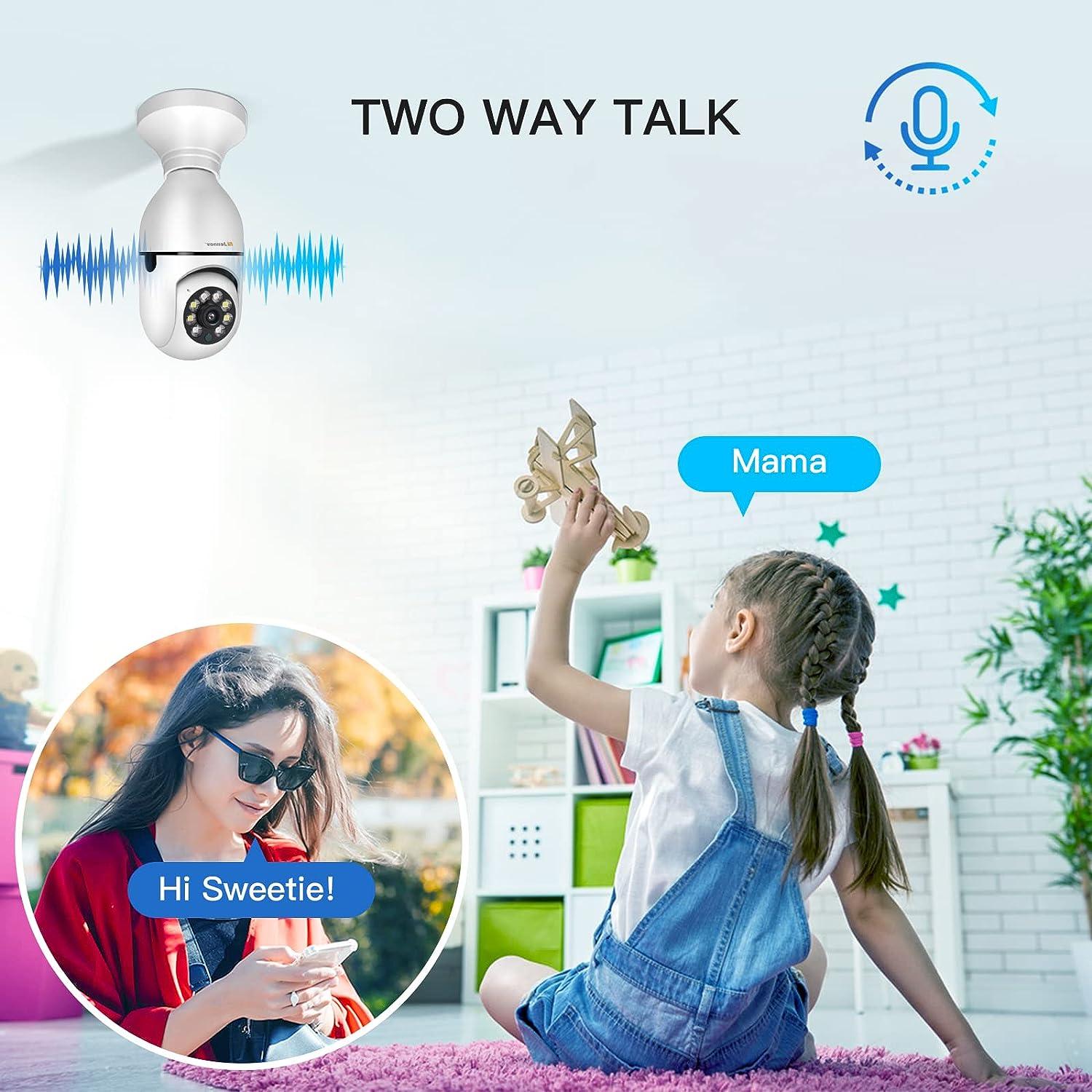 Jennov 3MP Light Bulb Security Camera Wireless Outdoor - 360° 2K Cameras for Home Security Outside, 2.4 GHz WiFi Light Socket Indoor Camera, Auto
