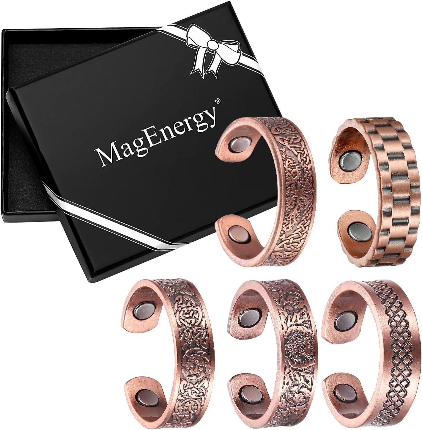  Earth Therapy, The Original Pure Copper Magnetic Ring for Men  and Women - Adjustable Sizing : Health & Household