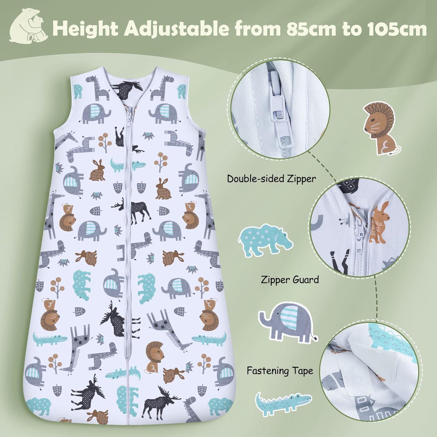 Lictin Baby Sleep Sack, 2 Pack Toddler Sleeping Bag for Boys Girls ith  Adjustable Length and 2-Way Zipper, 18-36 Months, 0.5 Tog 