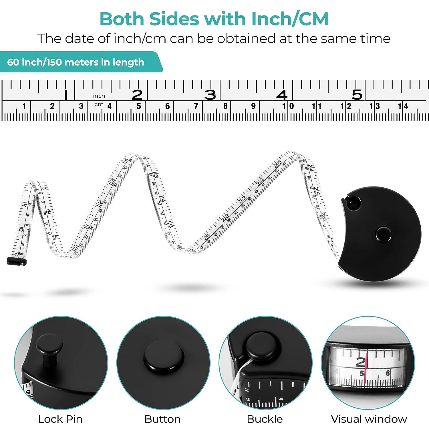 LYTOWN 2pcs Tape Measure Body Measuring Tape 60inch (150cm) Retractable Measuring Tape for Body Measurement & Weight Loss Accurate Body Tape Measu