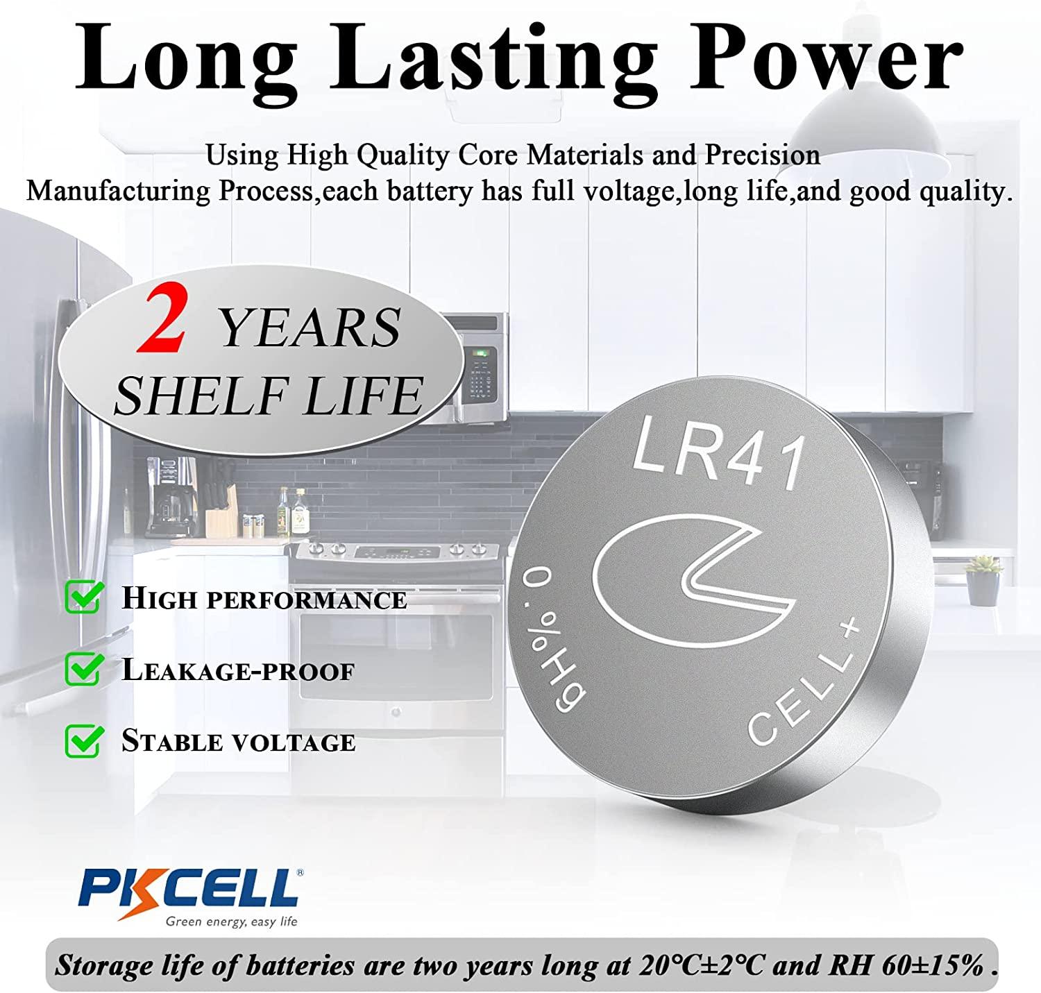 PKCELL 392/LR41/AG3 Alkaline Button Cell Battery 10-Pack