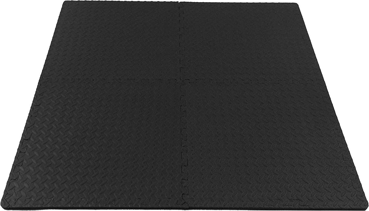 ProSource Extra Thick Puzzle Exercise Mat, 1, Eva Foam Interlocking tiles, Black