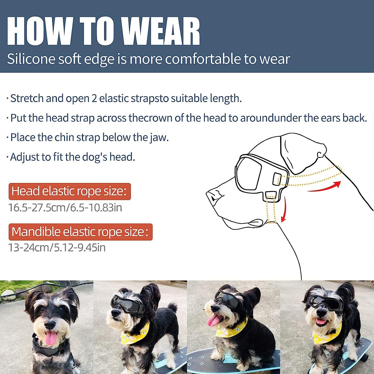 NVTED Dog Sunglasses Dog Goggles, Comfortable Soft Easy Wear Adjustable UV  Protection Puppy Sunglasses for Small to Medium Dog (Black)