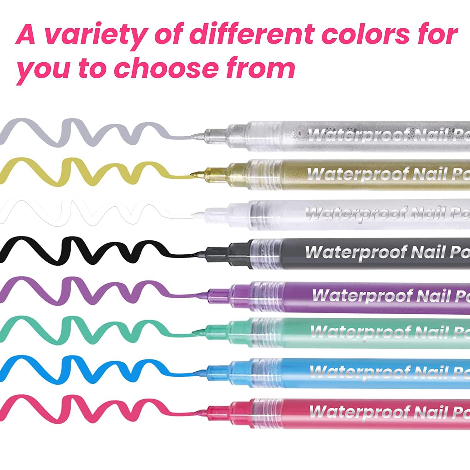 Hearnfox Nail Art Pen,3D Nail Art Graffiti Pen Nail Art Drawing Painted  Dotting Pen Waterproof Nail Polish Pens Nail Polish Marker Nail Lines  Details Pen Nail DIY Decor Blue