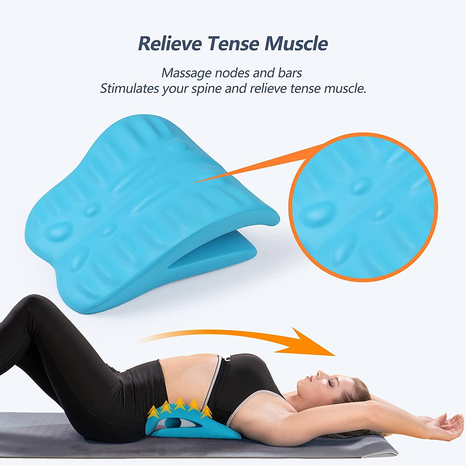  Back Stretcher Pillow - Dr. Approved For Back Pain Relief,  Lumbar Support, Herniated Disc, Sciatica Pain Relief, Posture Corrector,  Spinal Stenosis, Neck Pain, support for prolonged sitting (Blue) : Health 