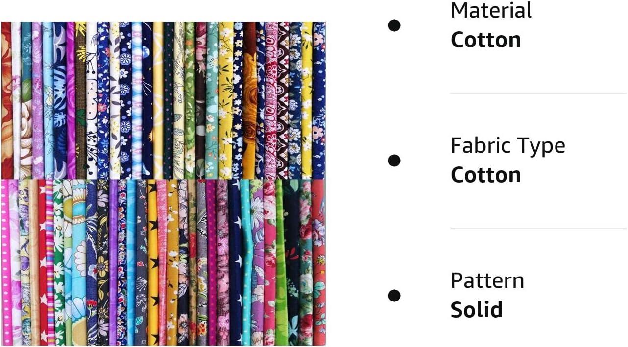 50pcs 10 x 10 inches Cotton Fabric Bundle Squares for Quilting Sewing  Precut Fabric Squares for Craft Patchwork