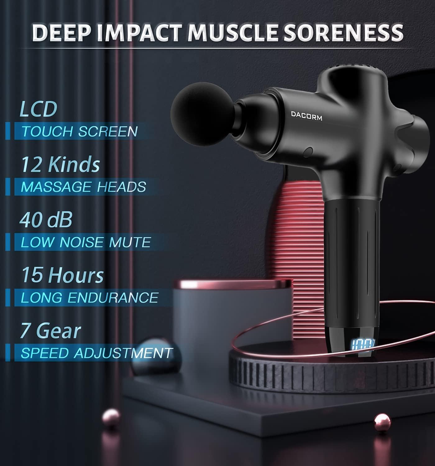 Deep Tissue Percussion Muscle Massage Gun, USB Rechargeable Handheld Gray