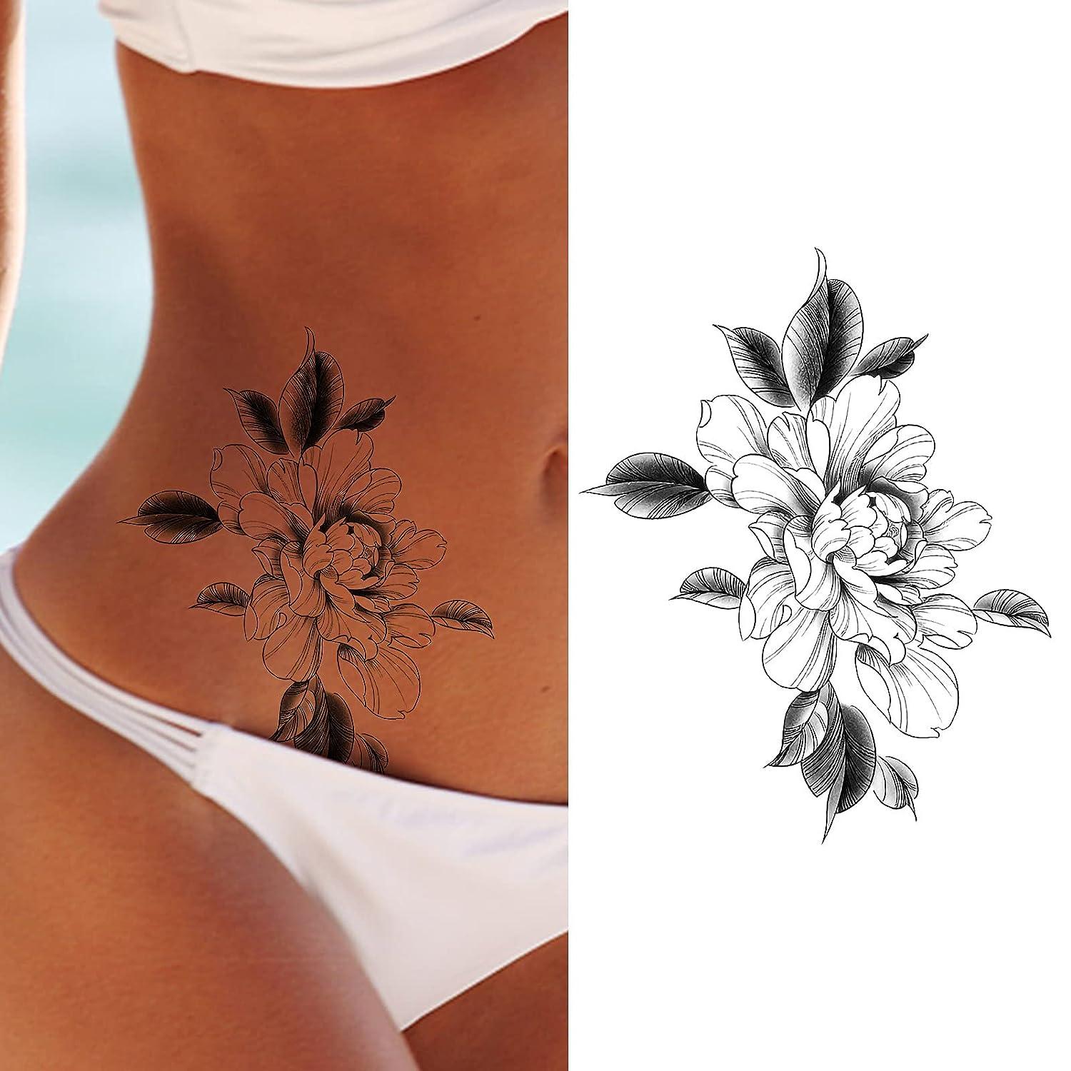 Sexy Girl 3D Flower Rose Temporary Tattoos For Women Black Dreamcatcher  Tattoo Sticker Realistic Fake Peony Large Tatoos Paste - AliExpress