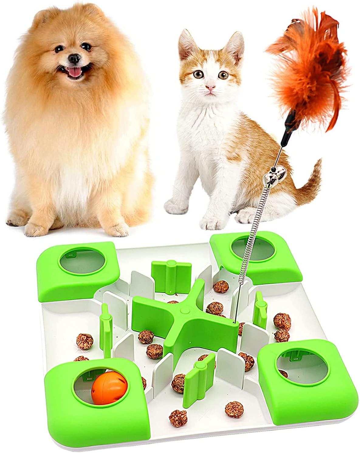 DOOLEO 2-in-1 Cat Treat Puzzle Toy with Feather & Balls | Auto-Balancing,  Durable, & BPA-Free Cat Puzzle Feeder | Brain Stimulating Pet Treat