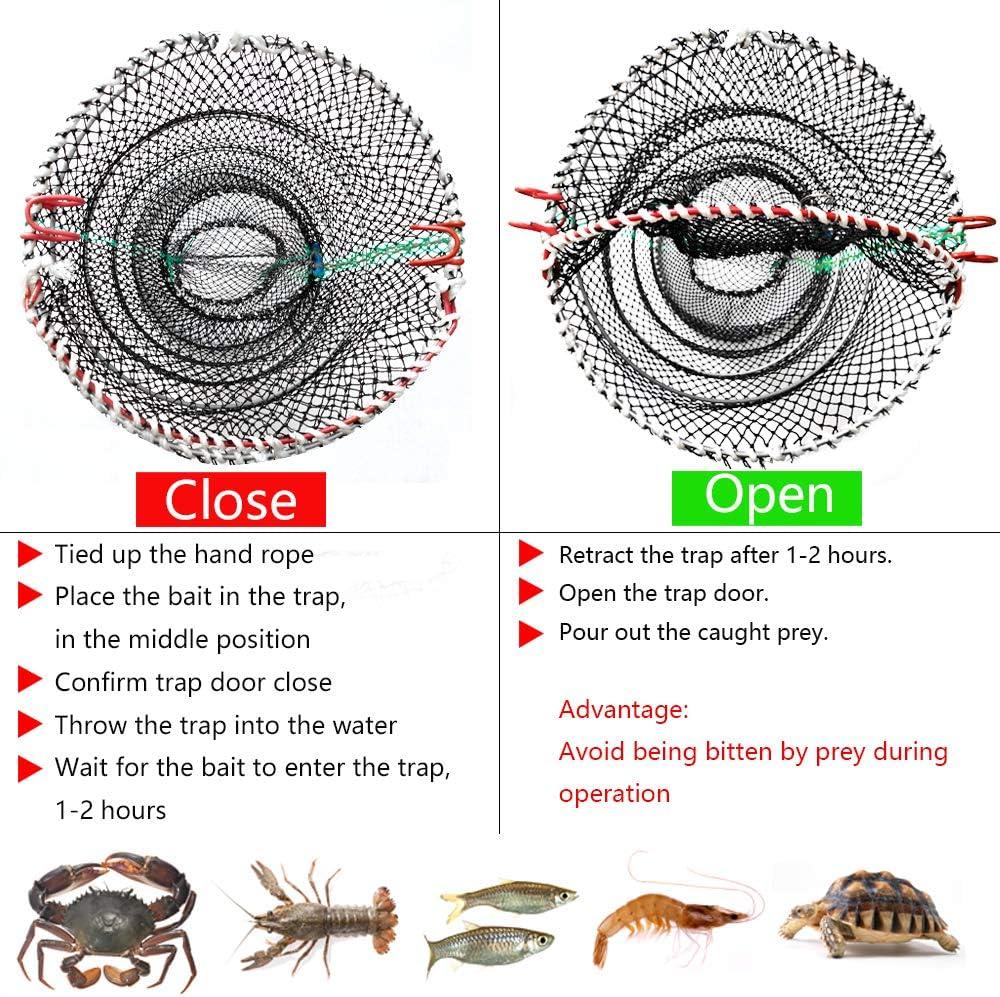 Durable Foldable Crab Trap with Hand Rope for Fishing Bait Traps