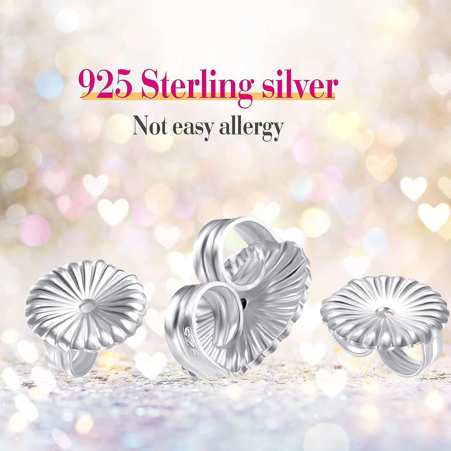 8 Pieces Earring Backs for Droopy Ears Large Earring Backs for Studs  Replacement Secure Earring Lifters for Heavy Earring (Silver,9 mm) 