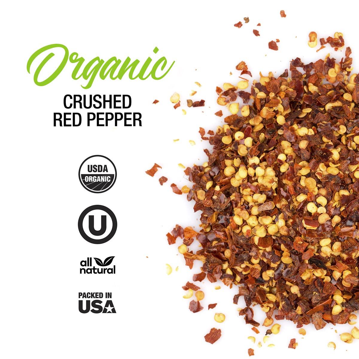 The Spice Lab Organic Crushed Red Pepper - Gluten Free Chili Flakes for  Pizza Seasoning - Spicy, Clean Label Salad Topping - Kosher & Non GMO  Organic Pepper Flakes for Pasta Sauce