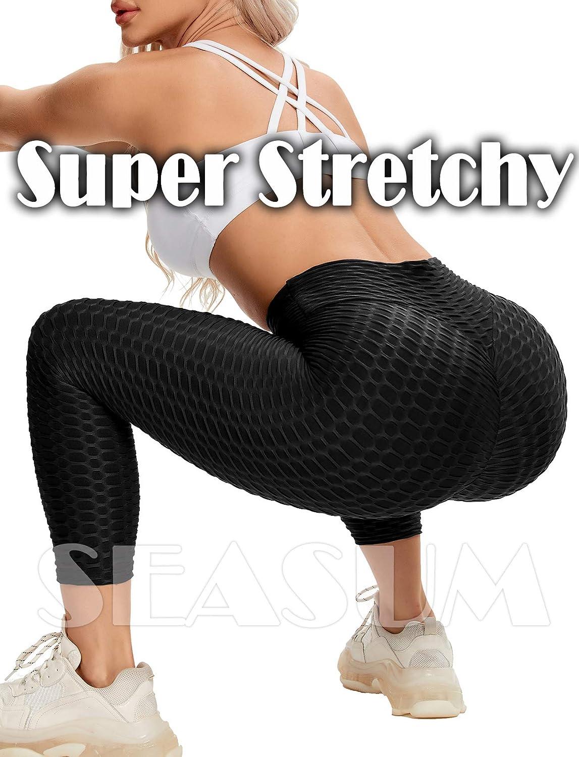 SEASUM Women High Waisted Workout Yoga Pants Butt Lifting Scrunch