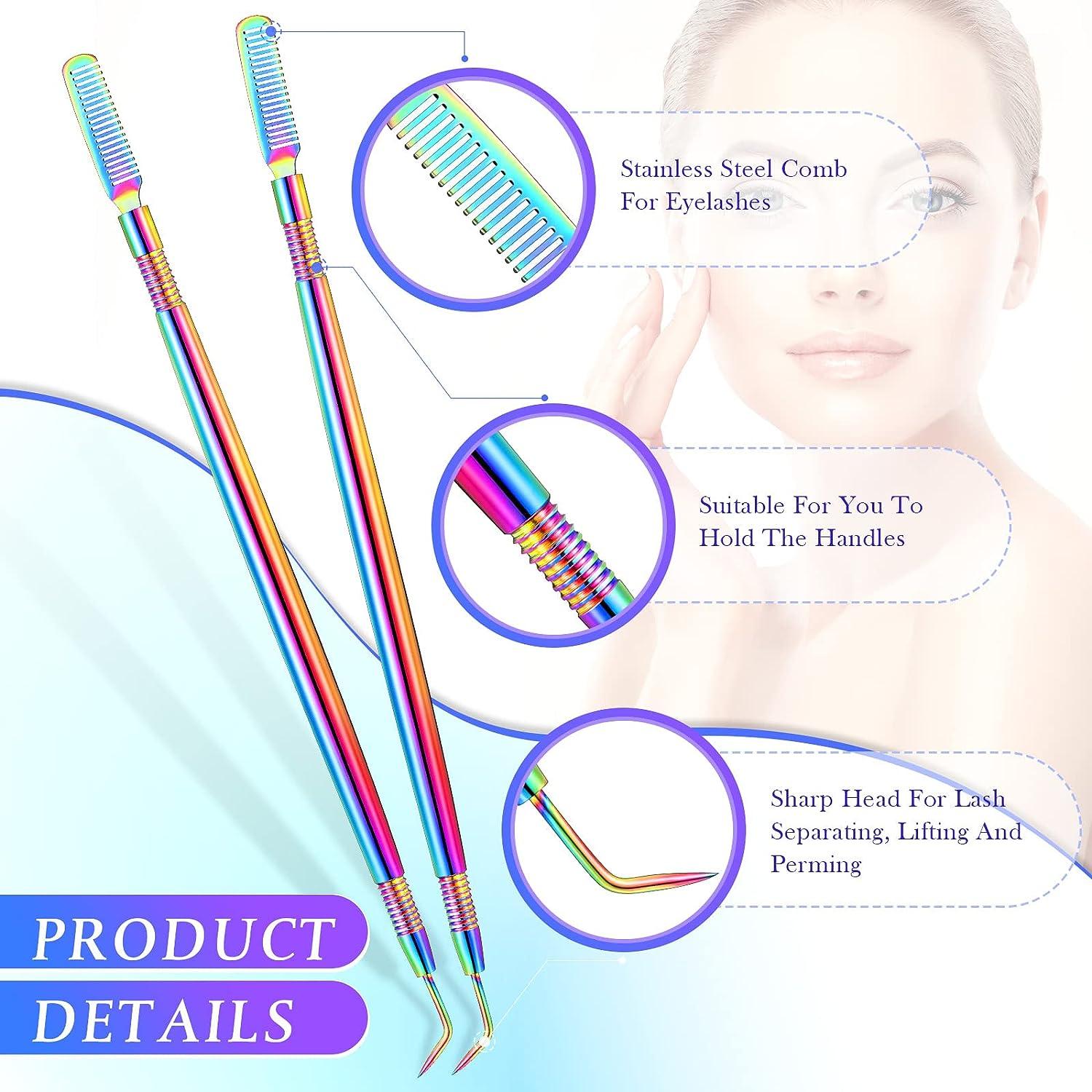 2 Pieces Eyelash Lift Perm Tool Lash Separator Tint Tool Stainless Steel  Metal Lash Lift Rods Tool with Separation Comb for Eyelash Eyebrow Perming  Tinting Curling Extensions Supplies (Multi Color)