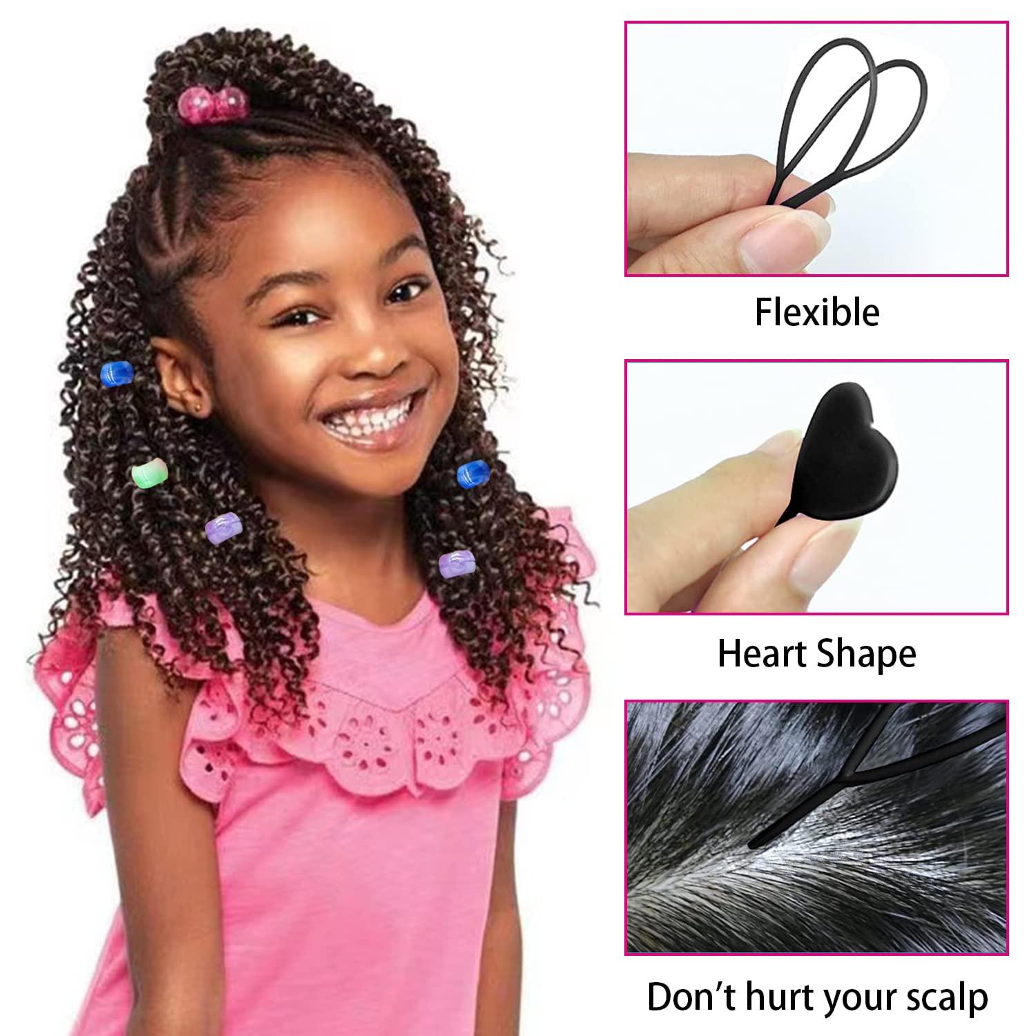 406Pcs Hair Beads Set for Braids for Girls Including 200pcs Hair  Beads for Kids Hair Braids,200pcs Elastic Rubber Bands,5pcs Quick Beader  for Hair Braids and 1Pc Rat Tail Comb 