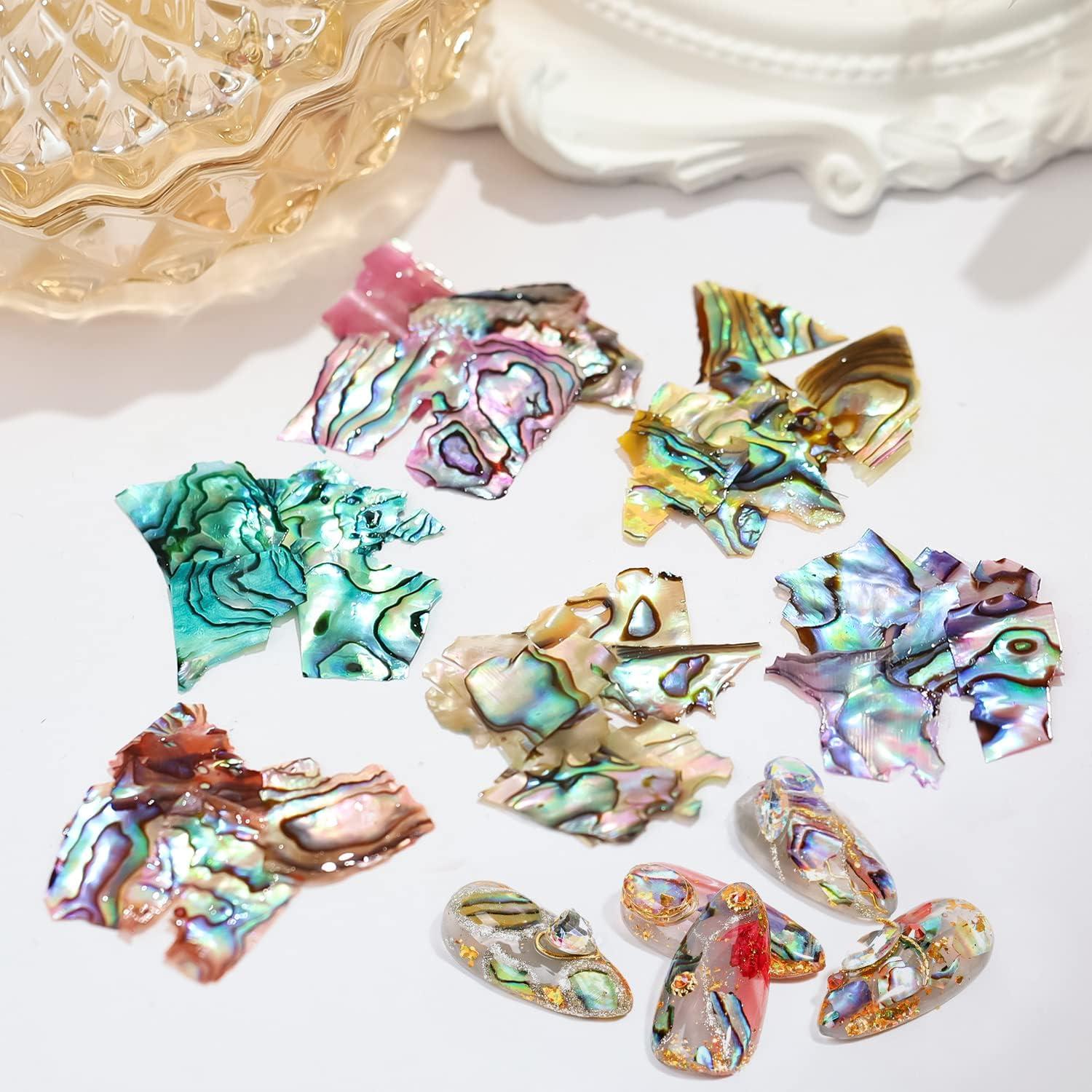 24 Grids Seashell Nail Art Nail Flakes, Wsimily Irregular Abalone Seashell  Slices for Nails Colorful Abalone Flakes Manicure Mermaid Slices UV Gel Flake  Nail Decorations for Nail Art