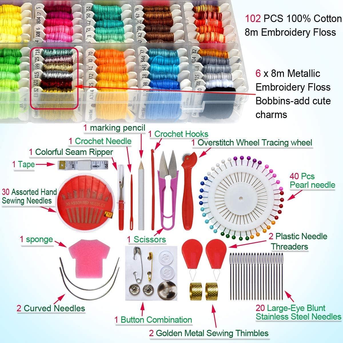 Embroidery Floss Cross Stitch Threads String Kits with Organizer Storage  Box Included 108pcs Colorful Friendship Bracelets Floss with Number  Stickers&Floss Bobbins &110 Pcs Cross Stitch Tool Kits kit1
