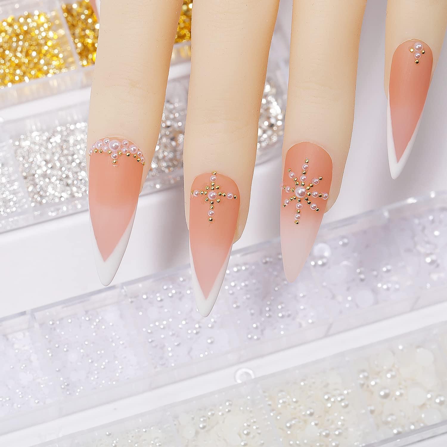 40 Best Wedding Nails 2022 : Pearls on Pearls | Pearl nails, Latest nail  trends, Acrylic nails coffin short