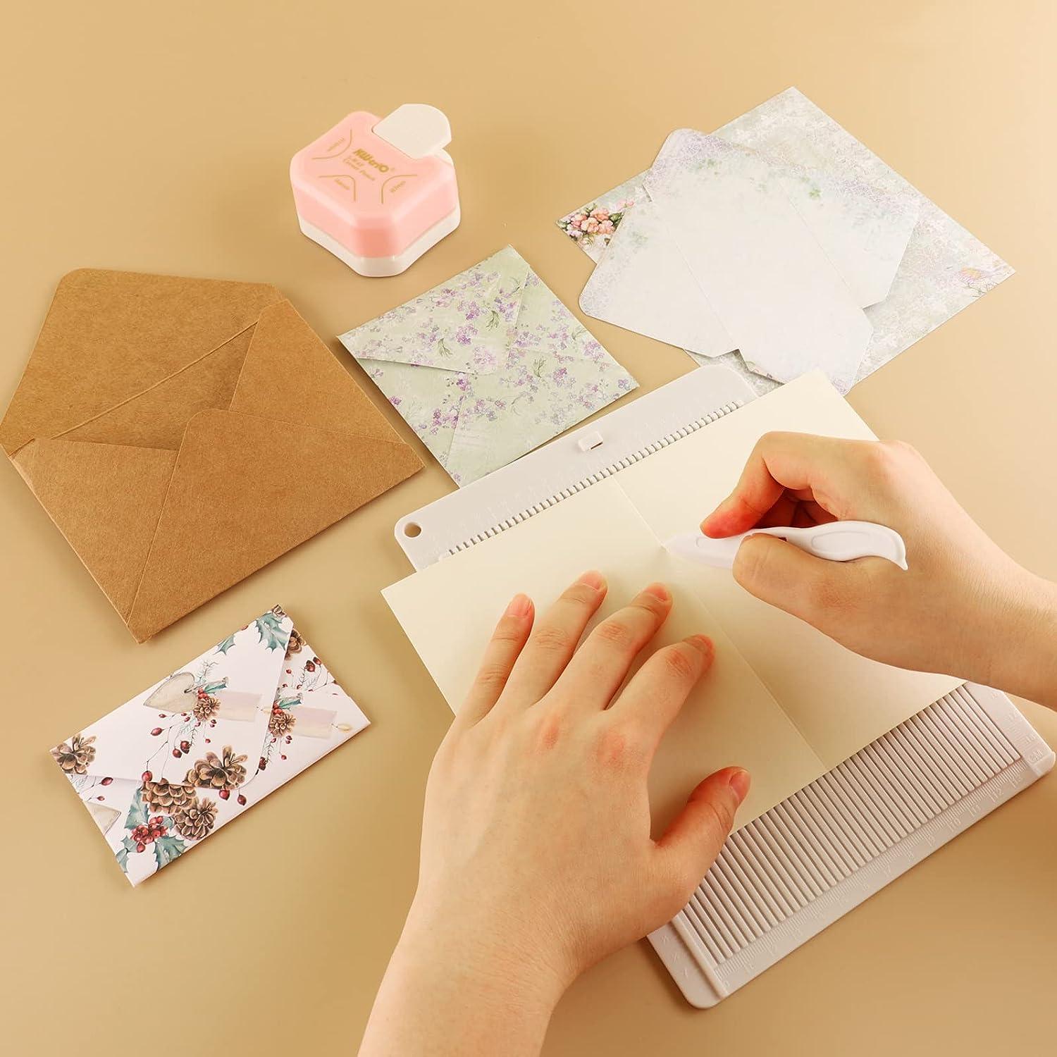 CYFUN DESIGN Mini Score Board Multi-Purpose Scoring Board Envelope Maker  with Bone Folder and Guide for Card Making and Paper Crafts Arts Projects