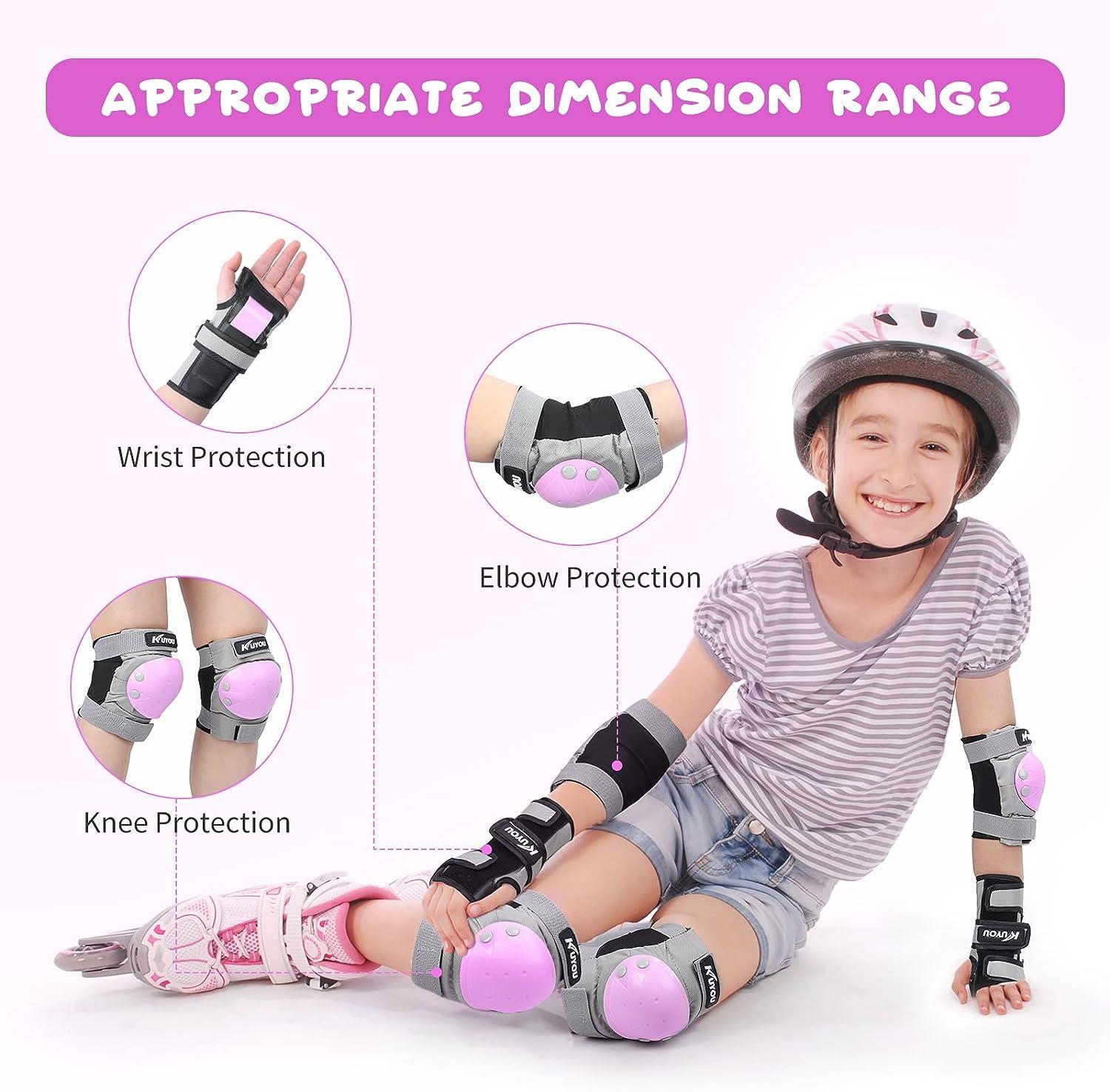 Safety Gear for Kids 3-8 Years Old, Kids Youth Knee Pad Elbow Pads Wrist  Guards 3 in 1 Adjustable Protective Gear Set for Roller Skating Cycling  Skateboard Bike Scooter Rollerblade (Purple) 