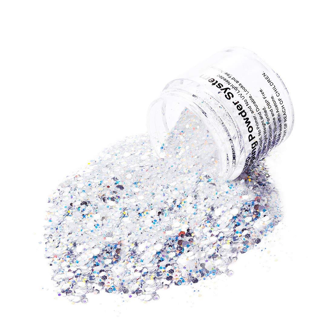 28g/Box Shine Silver Glitter Hexagon Sequins Paillette Dip Powder