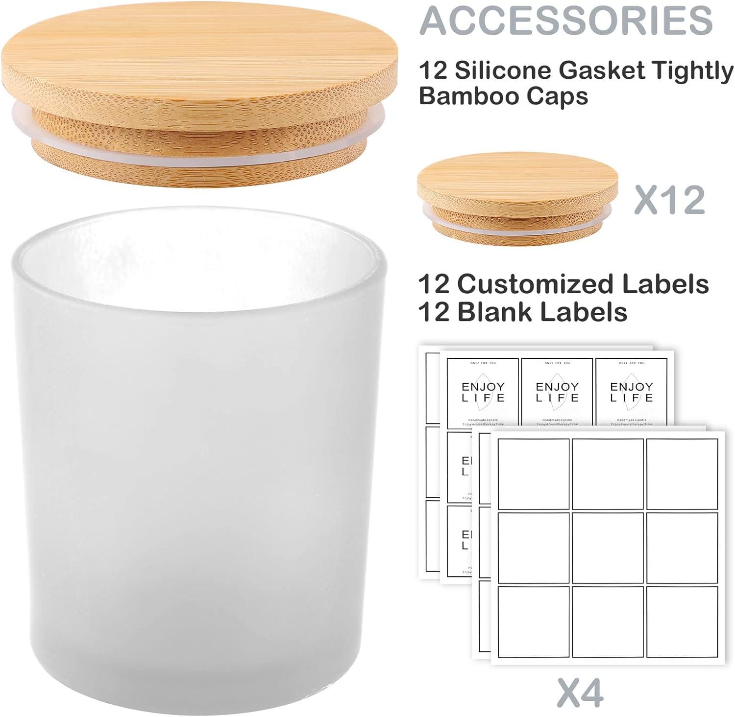 Frosted White Colored Candle Jar 14.5 oz with Bamboo Lid | 12 Pack
