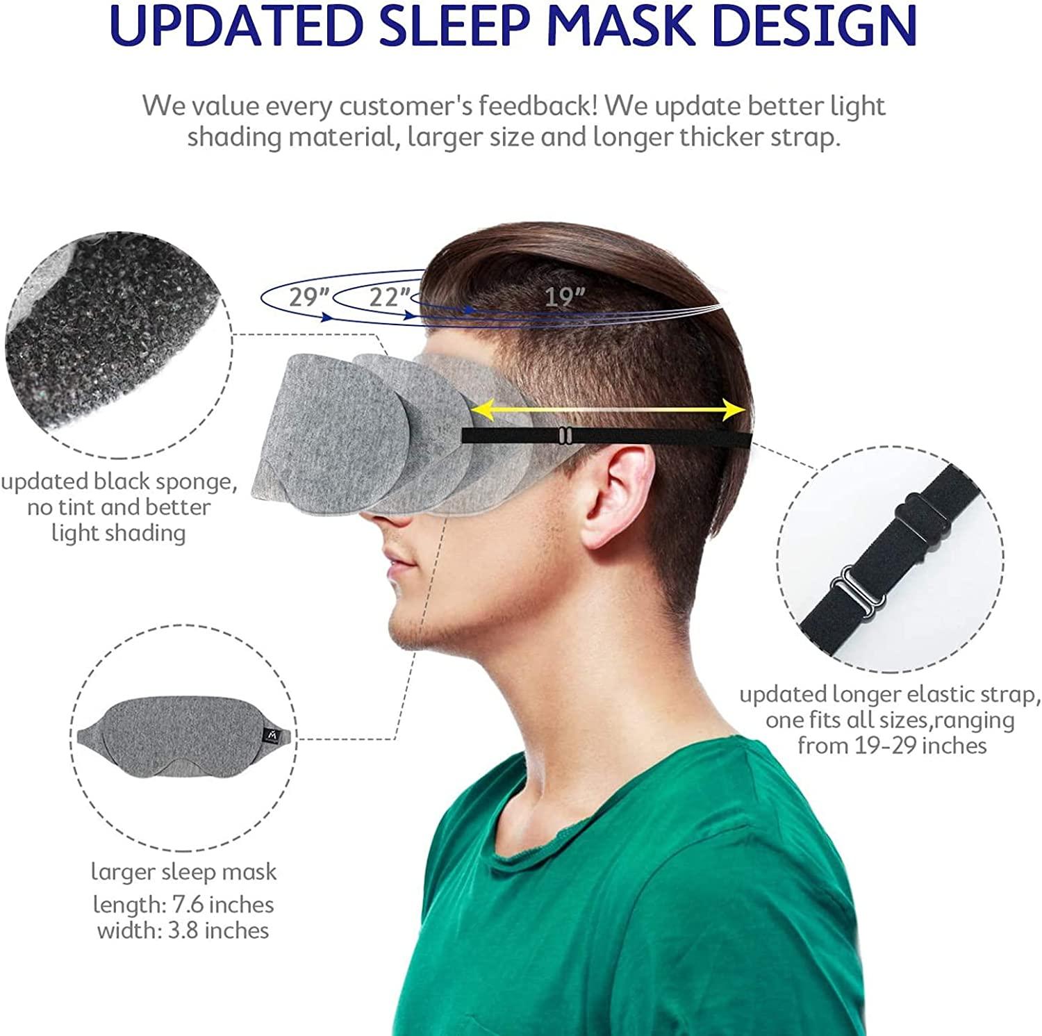 mavogel Cotton Sleep Eye Mask - Updated Design Light Blocking Sleep Mask,  Soft and Comfortable Night Eye Mask for Men Women, Eye Blinder for Travel/ Sleeping/Shift Work, Includes Travel Pouch, Grey : 