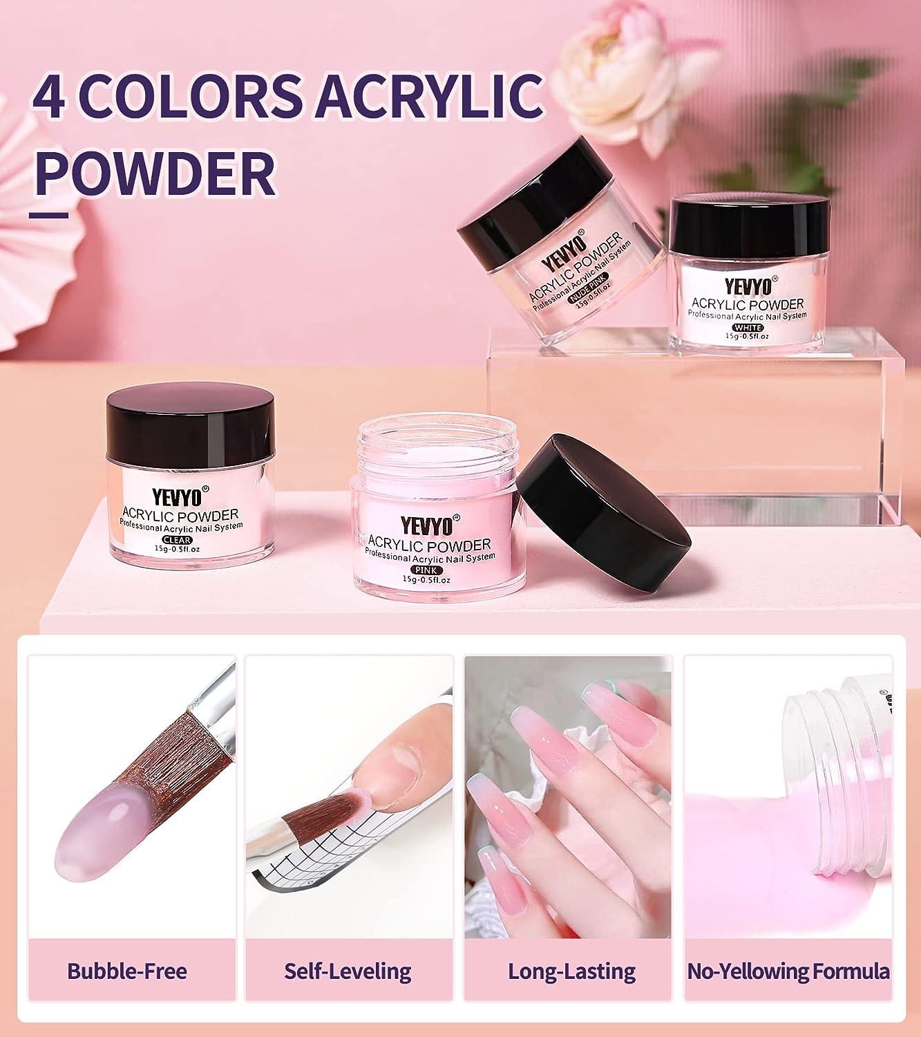 Jukcoi Acrylic Powder, Pink, White, Clear, Milky White, Red, Black, Nude 7  colors Monomer Acrylic Powder Nail Powder Professional Polymer for Acrylic