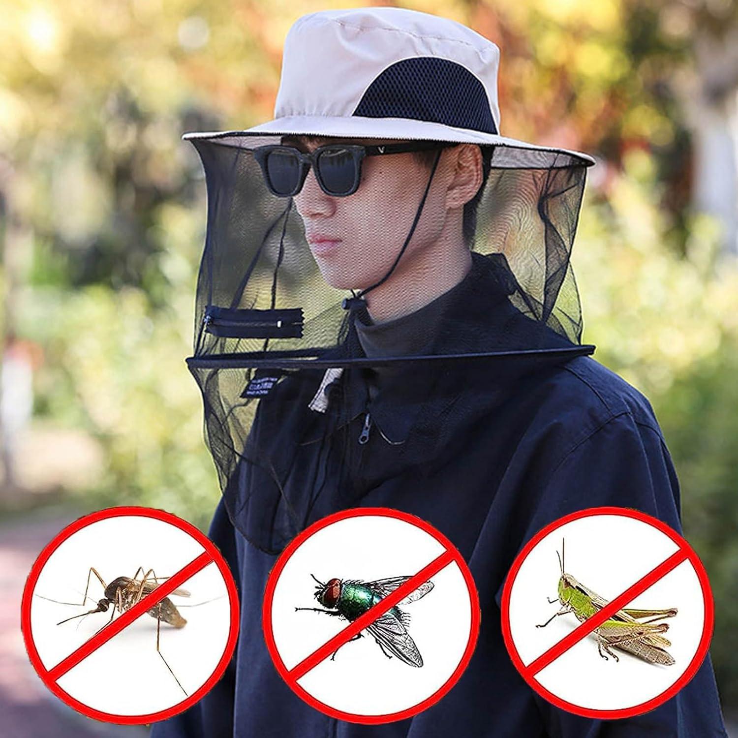 Outdoor Mosquito Head Net Hat Deep Beige Midge Head Net Sun Protection for  Outdoor Hiking Camping Gardening Fishing Protection from Sun Bee Mosquito  for Women Men