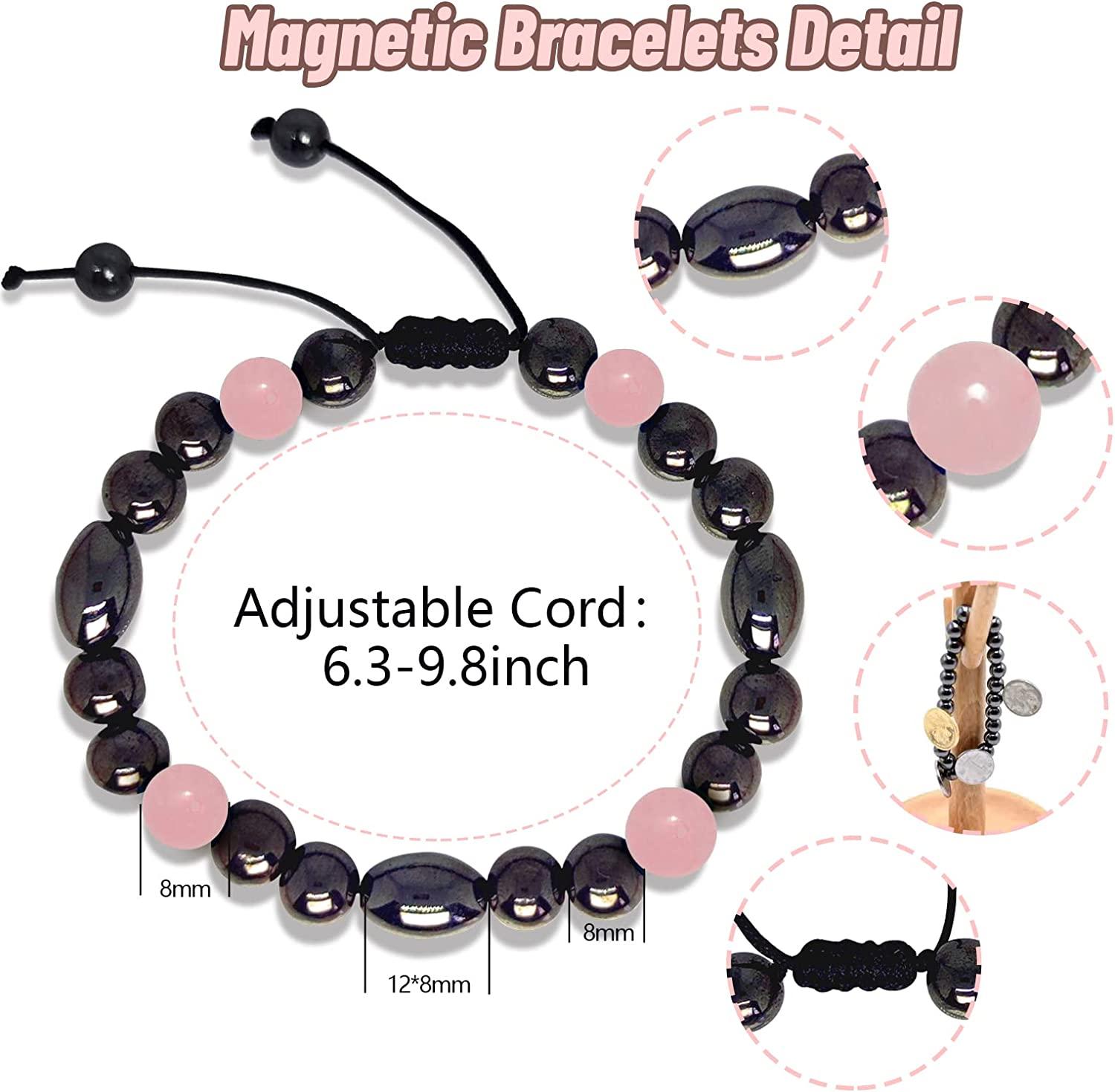 Gemstones Magnetic Healing Adjustable Bracelets Semi-Precious Natural  Crystal Howlite 8mm Men Women Chakra Pain Stress
