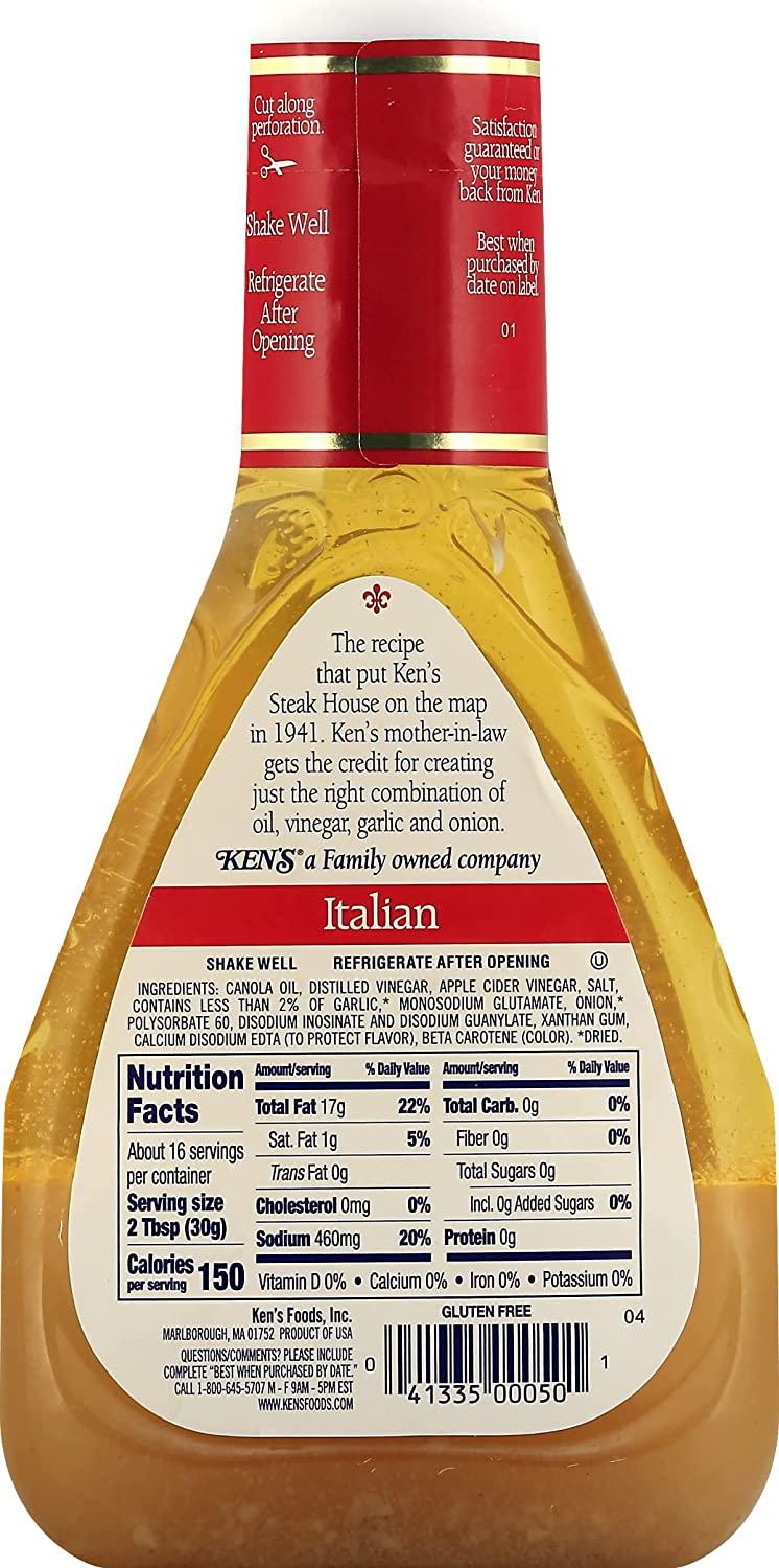 Kens Steak House Italian Dressing And Marinade Gluten Free 16 Oz