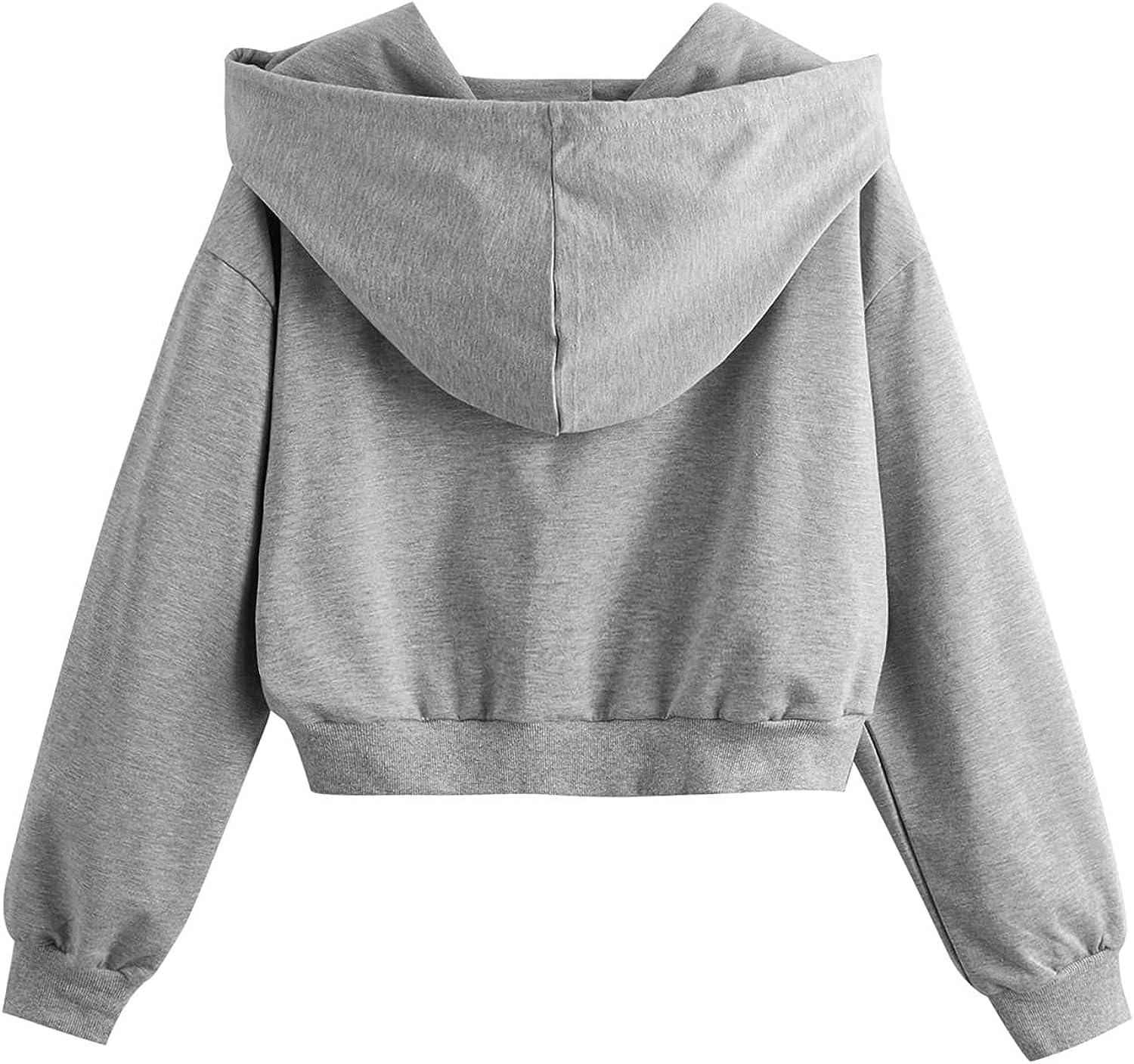 Women's Fashion Front Pockets Solid Print Drawstring Hoodies Long Sleeve  Hooded Sweatshirt Fall Winter Pullover Tops : : Clothing, Shoes 