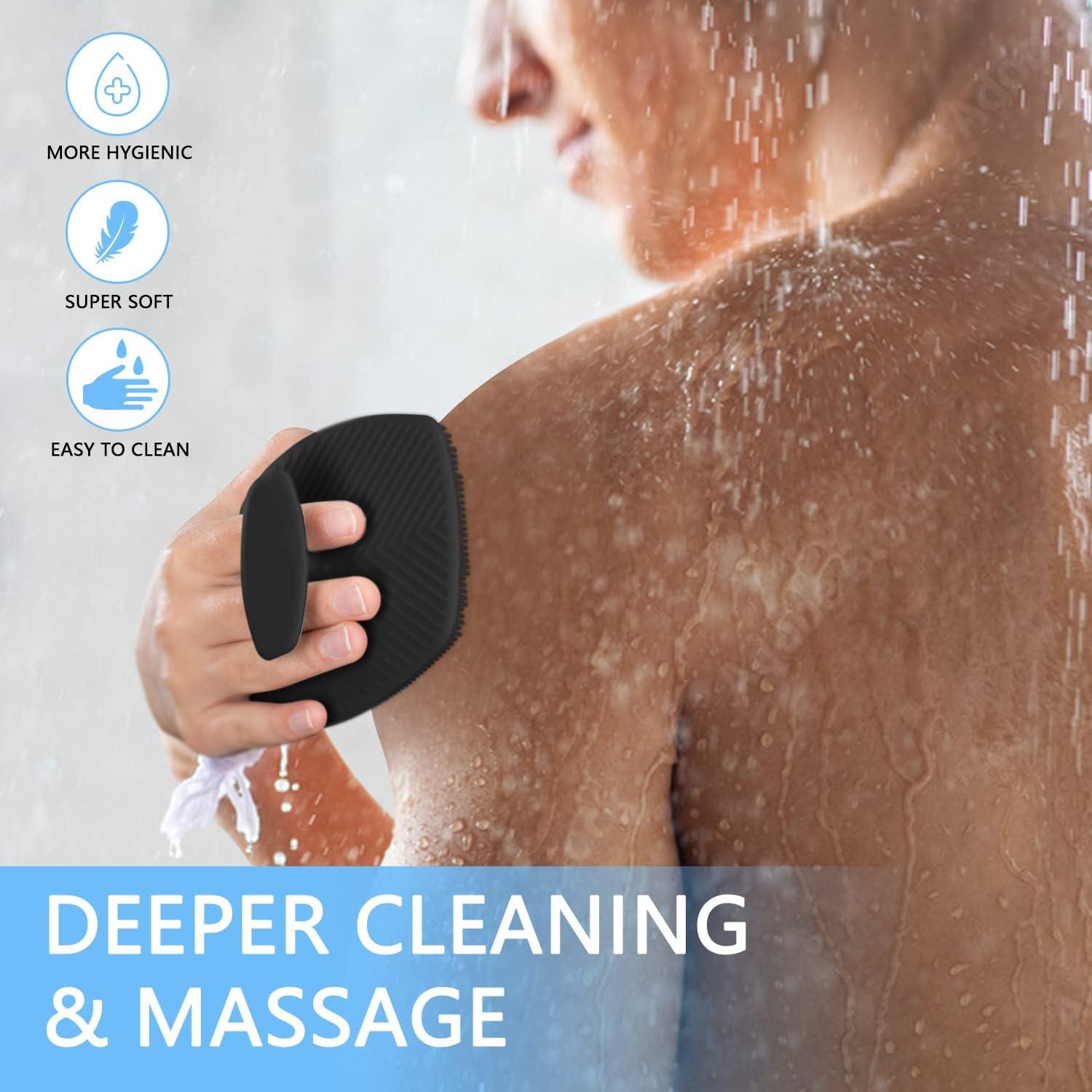 1pc Soft Body Scrubber Shower Exfoliating Scrubs Long Handle Bath