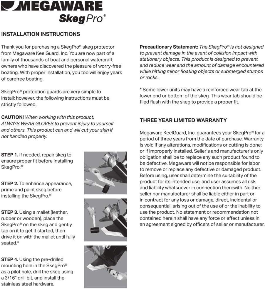MEGAWARE KEELGUARD SkegPro, Stainless Steel Skeg Protector, 656