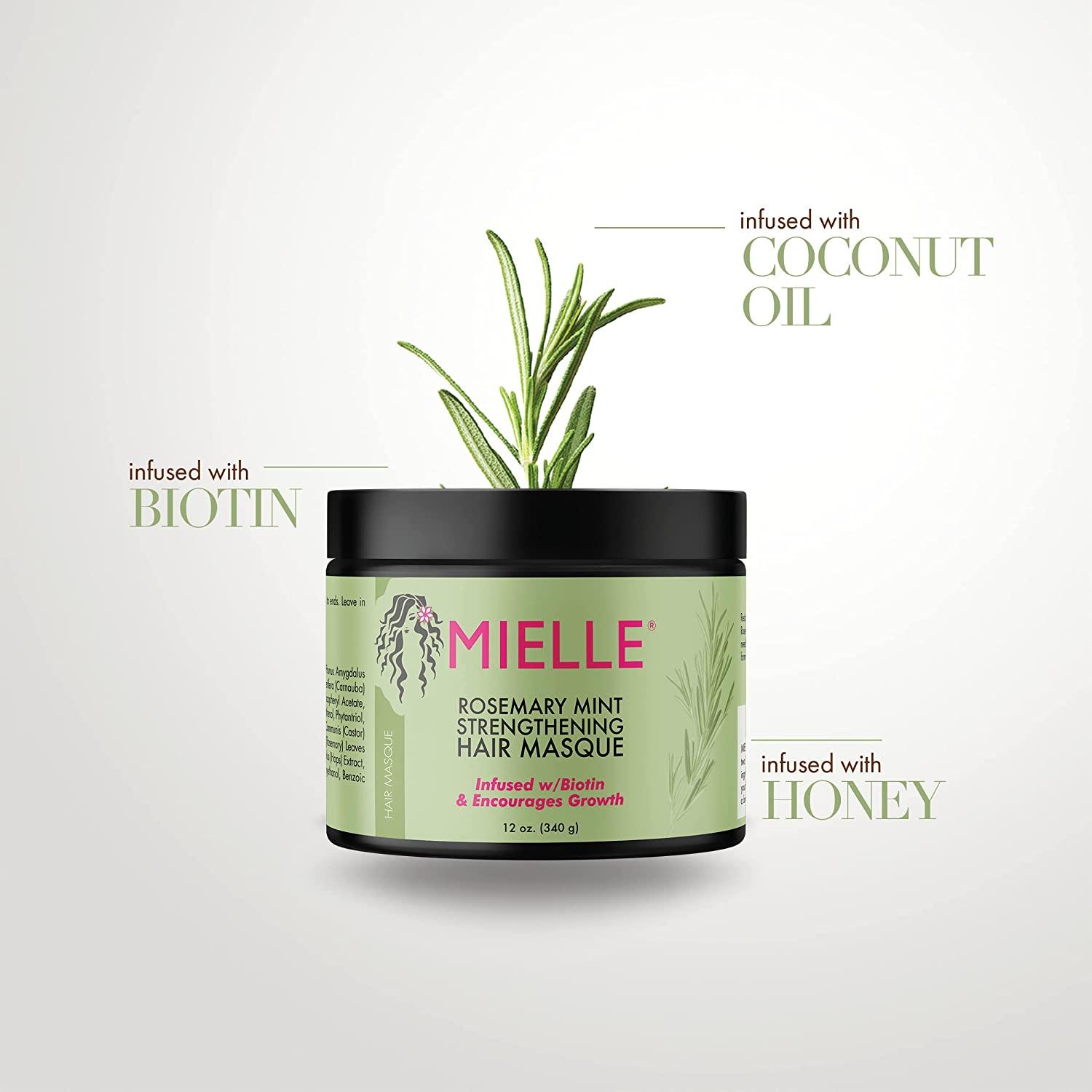 Mielle Organics Rosemary Mint Strengthening Hair Masque, Essential Oil &  Biotin Deep Treatment, Miracle Repair for Dry, Damaged, & Frizzy Hair, 12  Ounces