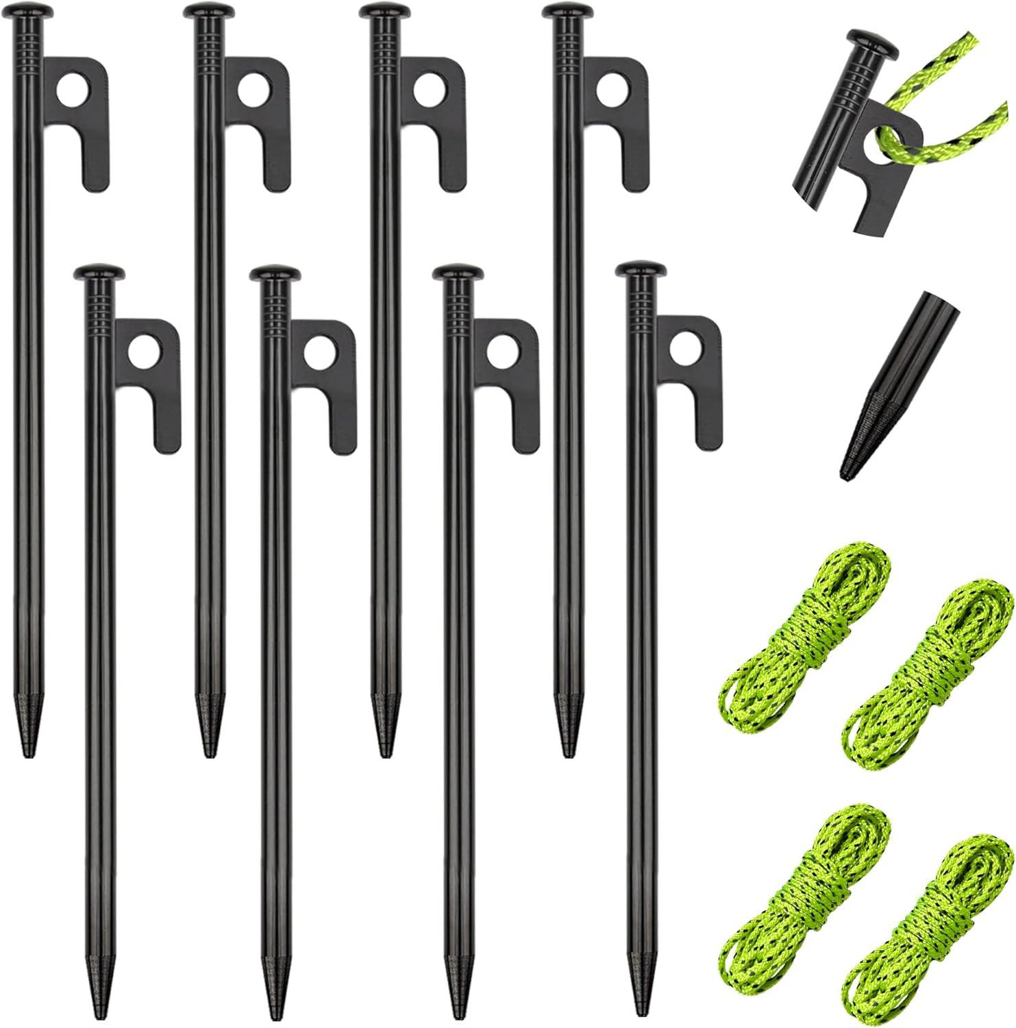 8 Pack Tent Stakes Heavy Duty Metal Tent Pegs for Camping Steel