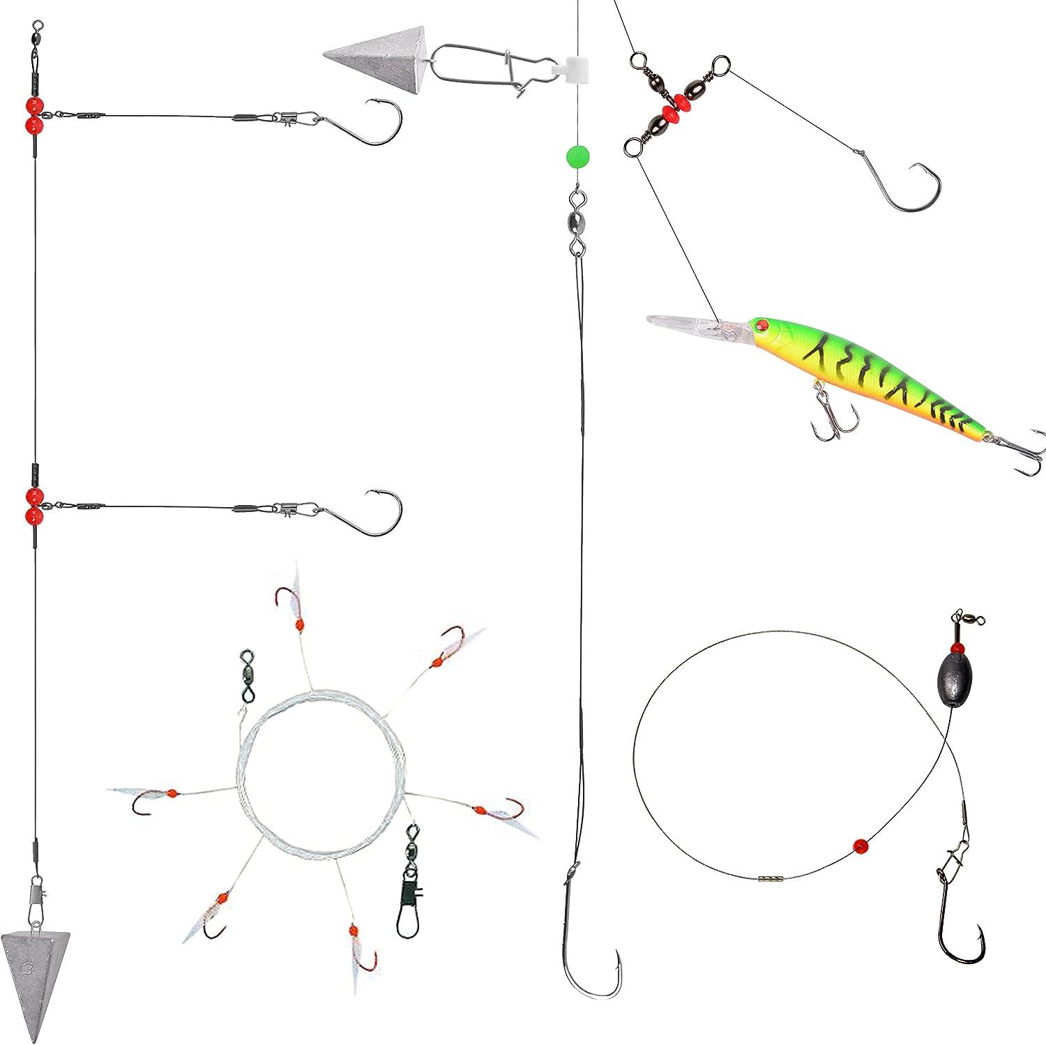 Saltwater Surf Fishing Tackle Kit, Fishing Leader Rigs Saltwater Bait Lures  Hooks Swivels Spoons Sinker Weights Fishing Accessories Fishing Gear