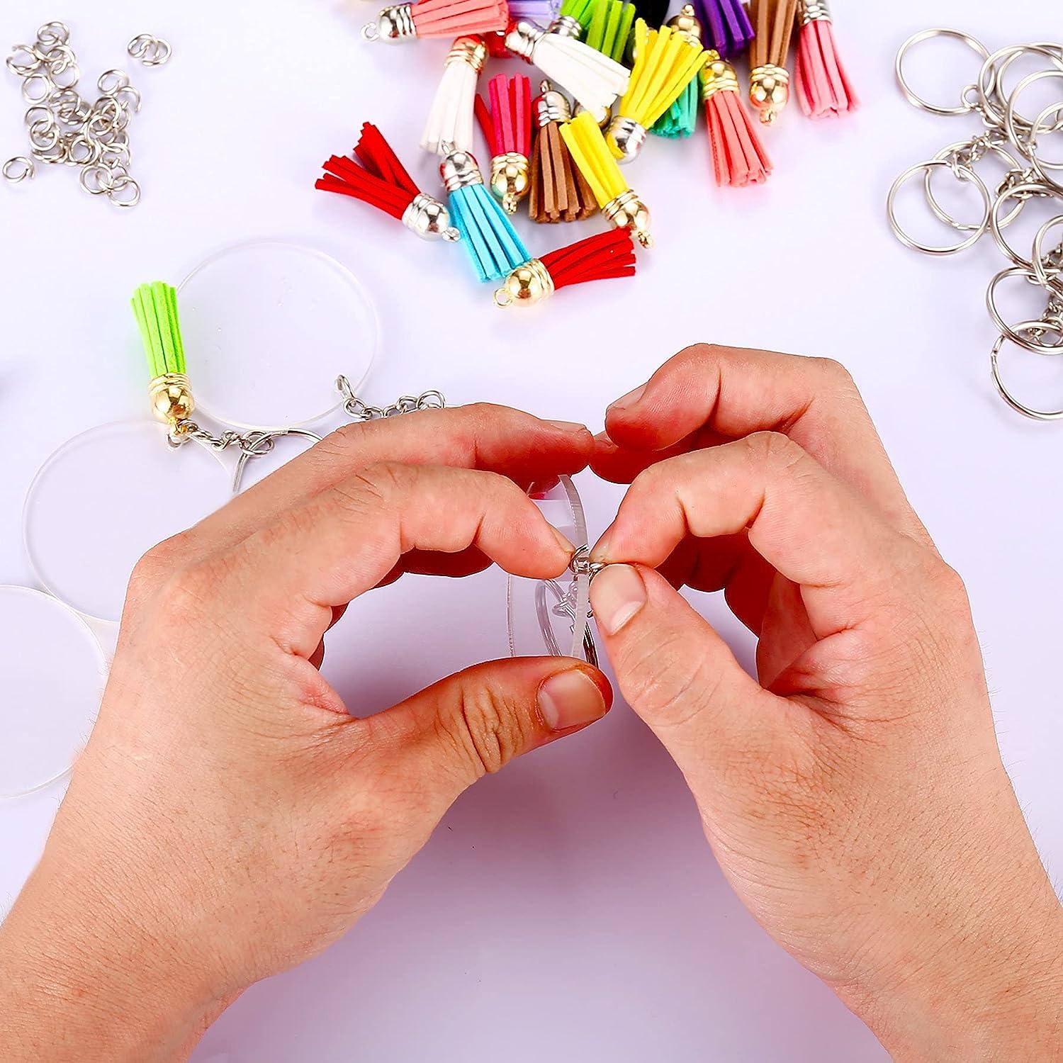 120 Pcs Acrylic Pencil Keychains with Key Rings, Tassels Key Chain for  Craft, Keychain Rings, Rings Key Chain Kit A 