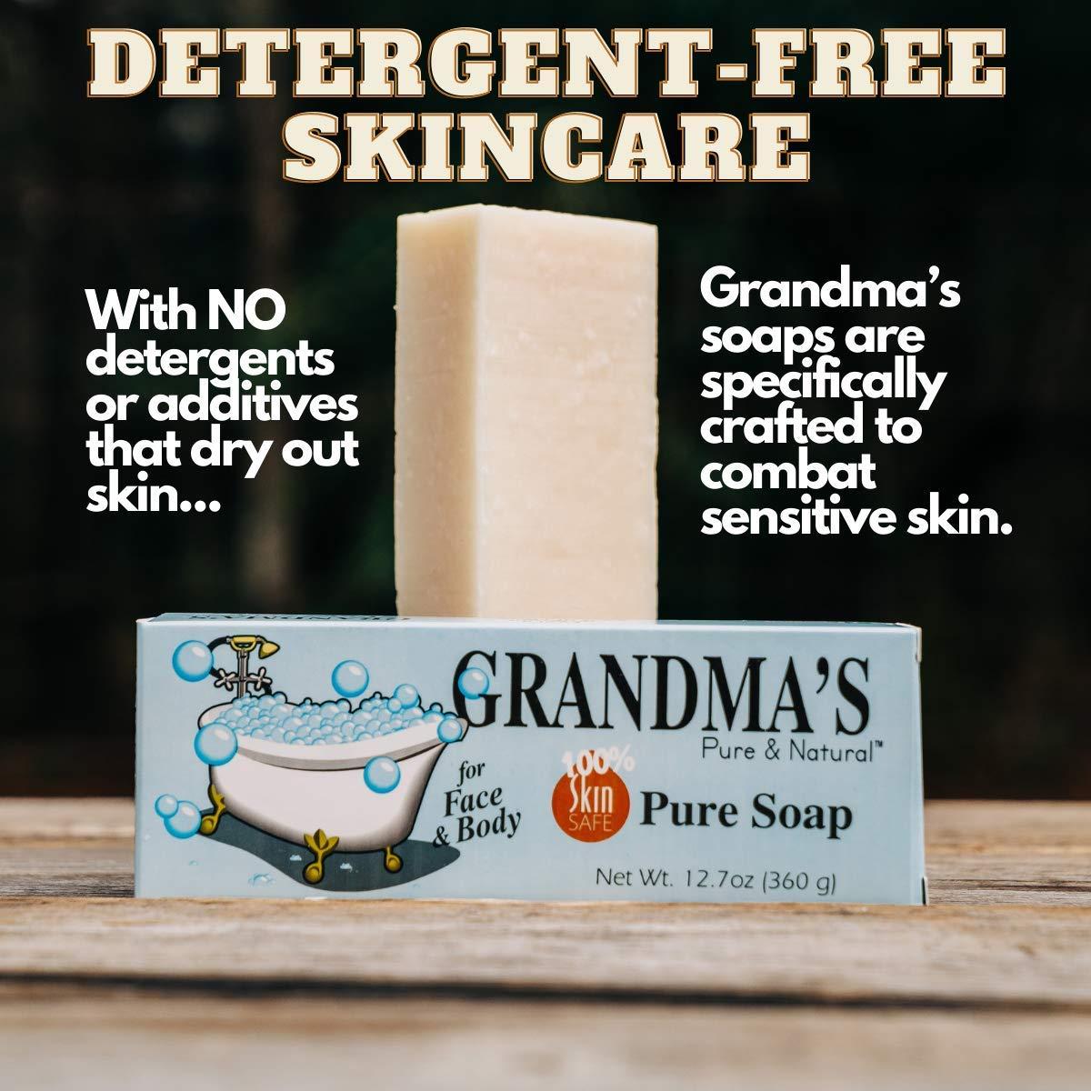 Grandma's Pure Lye Soap Bar, Unscented Face & Body Wash Cleans with No  Detergens, Dyes & Fragrances - 60018, Pack of 2
