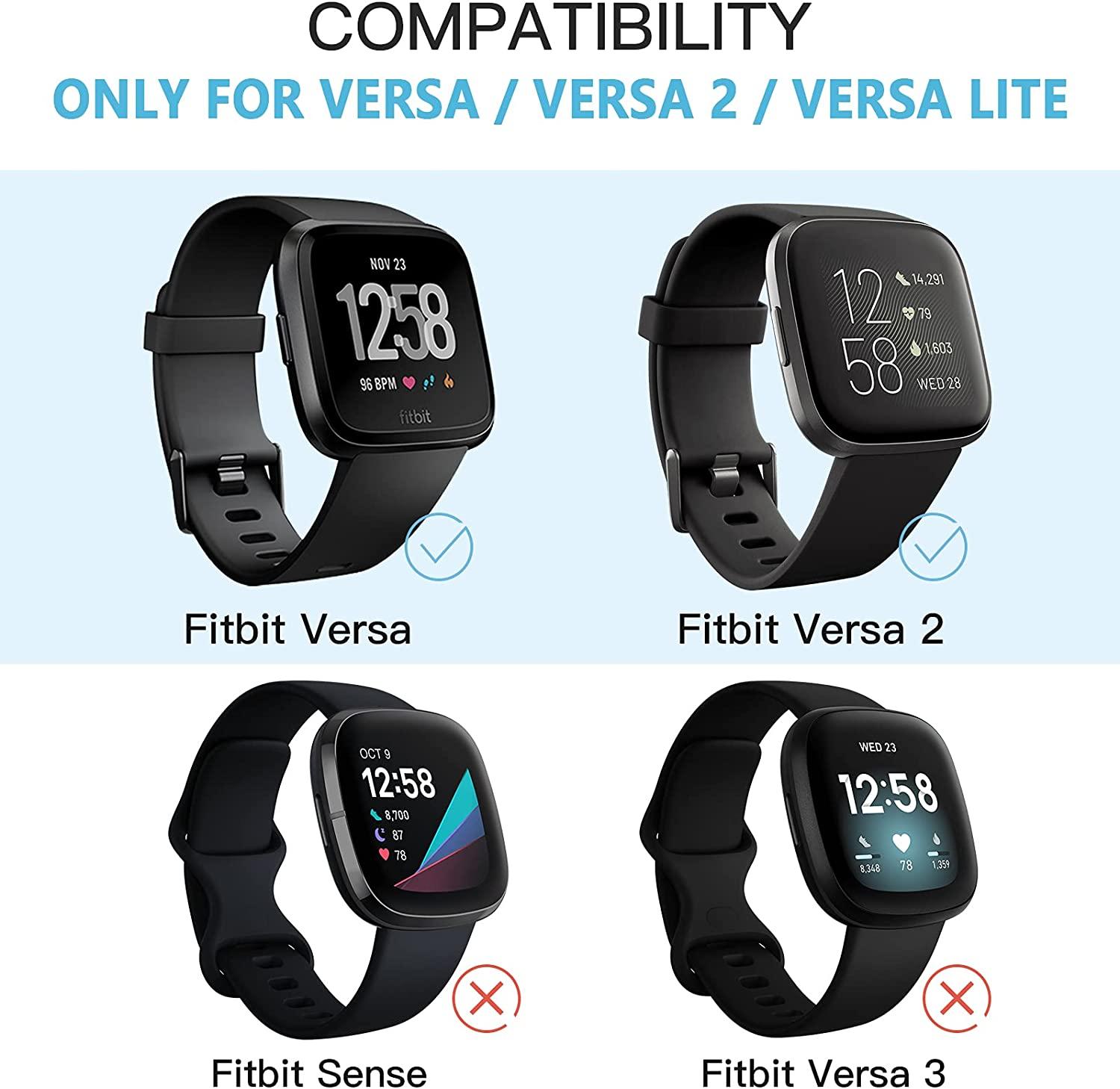 6 Pack Sport Bands Compatible with Fitbit Versa 2 / Versa/Versa Lite/Versa  SE, Classic Soft Silicone Replacement Wristbands for Smart Watch Women Men