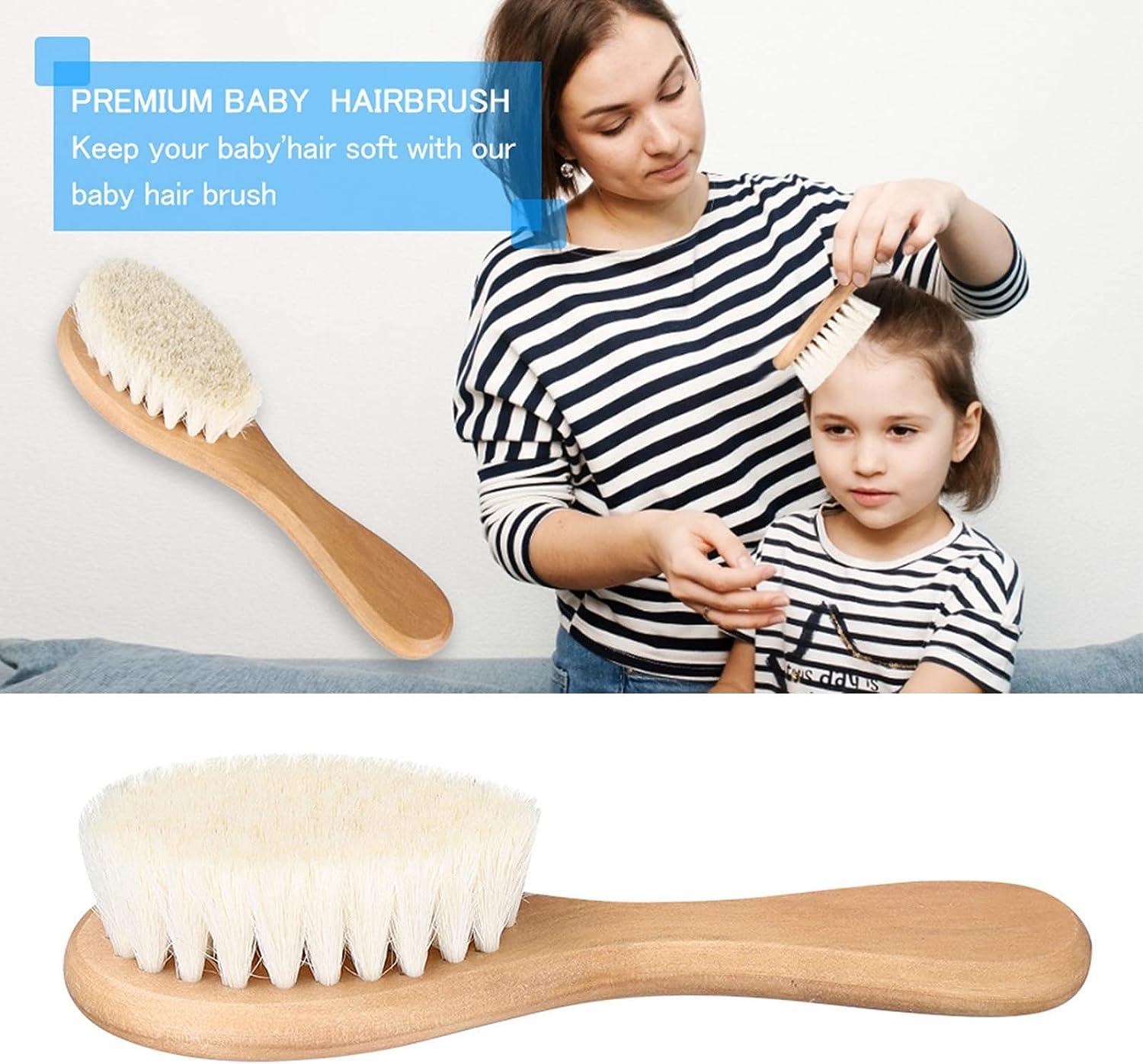  Baby Hair Brush for Newborn - Natural Soft Goat Bristles  Premium Wooden Hair Brush Perfect Scalp Grooming Hairbrush Perfect Baby  Registry Gift : Baby