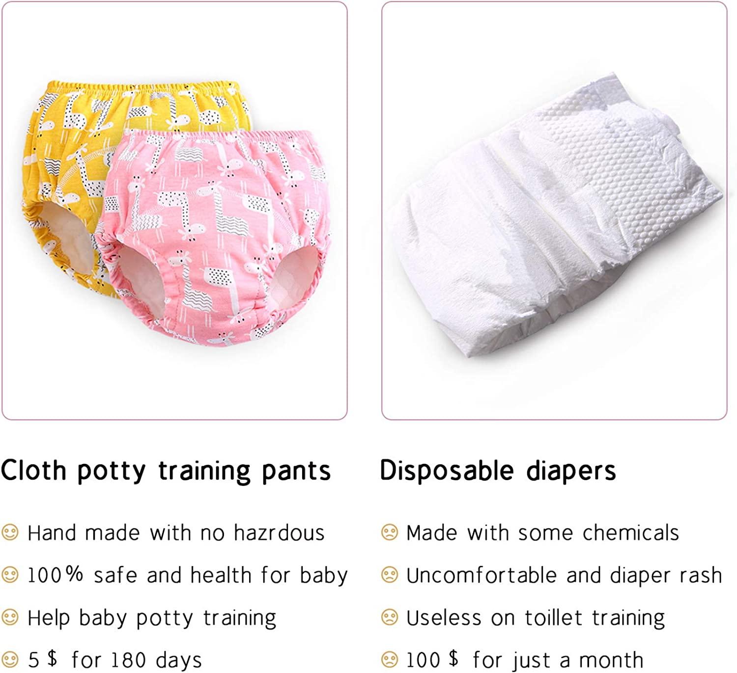  Toddler Girls Training Pants 4 Pack,Baby Girls Cotton