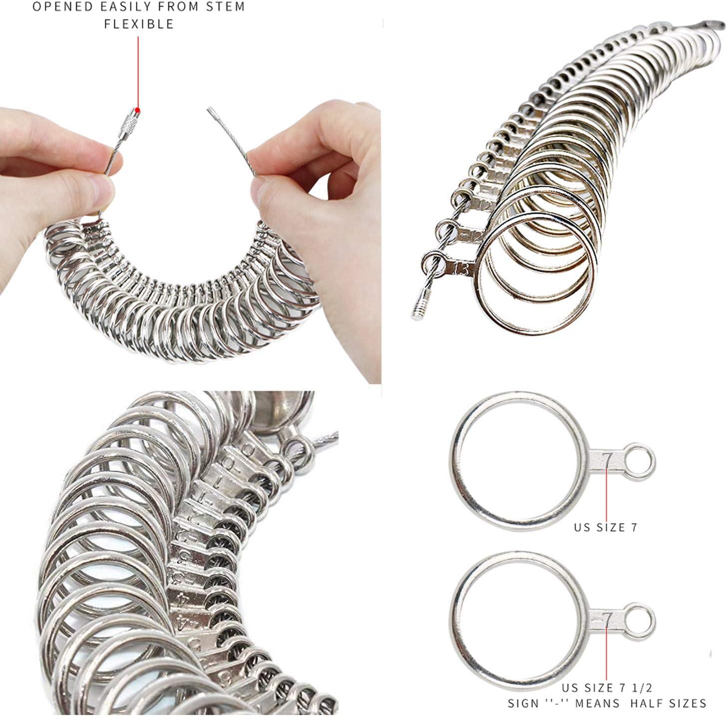 NIUPIKA Ring Sizer Measuring Tool Ring Sizing Mandrel Set Metal Measure  Finger Gauge US Size 1-13 Jewelry Rings Size Tools Kit 
