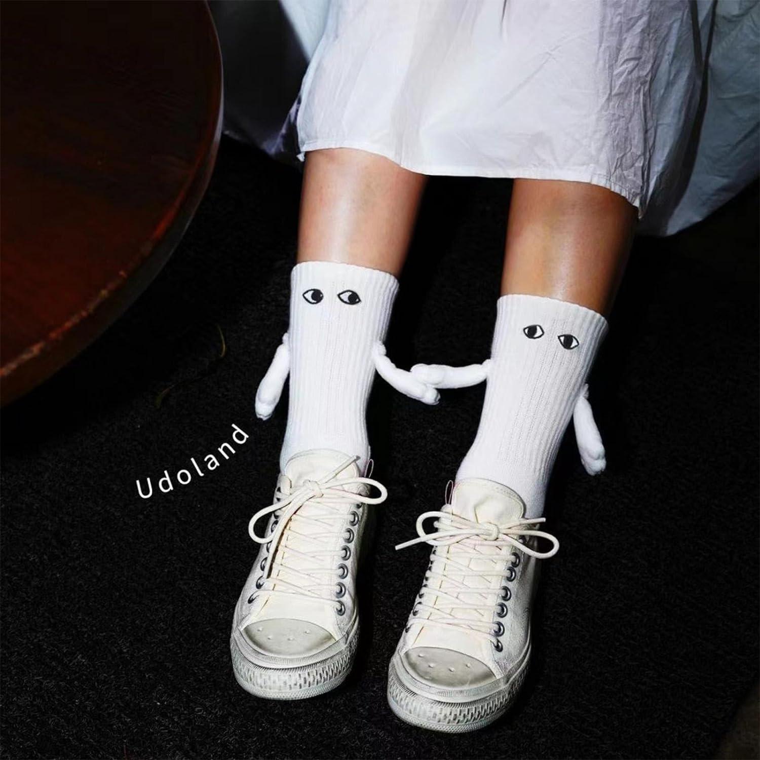 Ayammahic Funny Magnetic Suction 3D Doll Couple Socks Novelty Socks for  Women Men Couple Holding Hands Sock for Couple Gifts