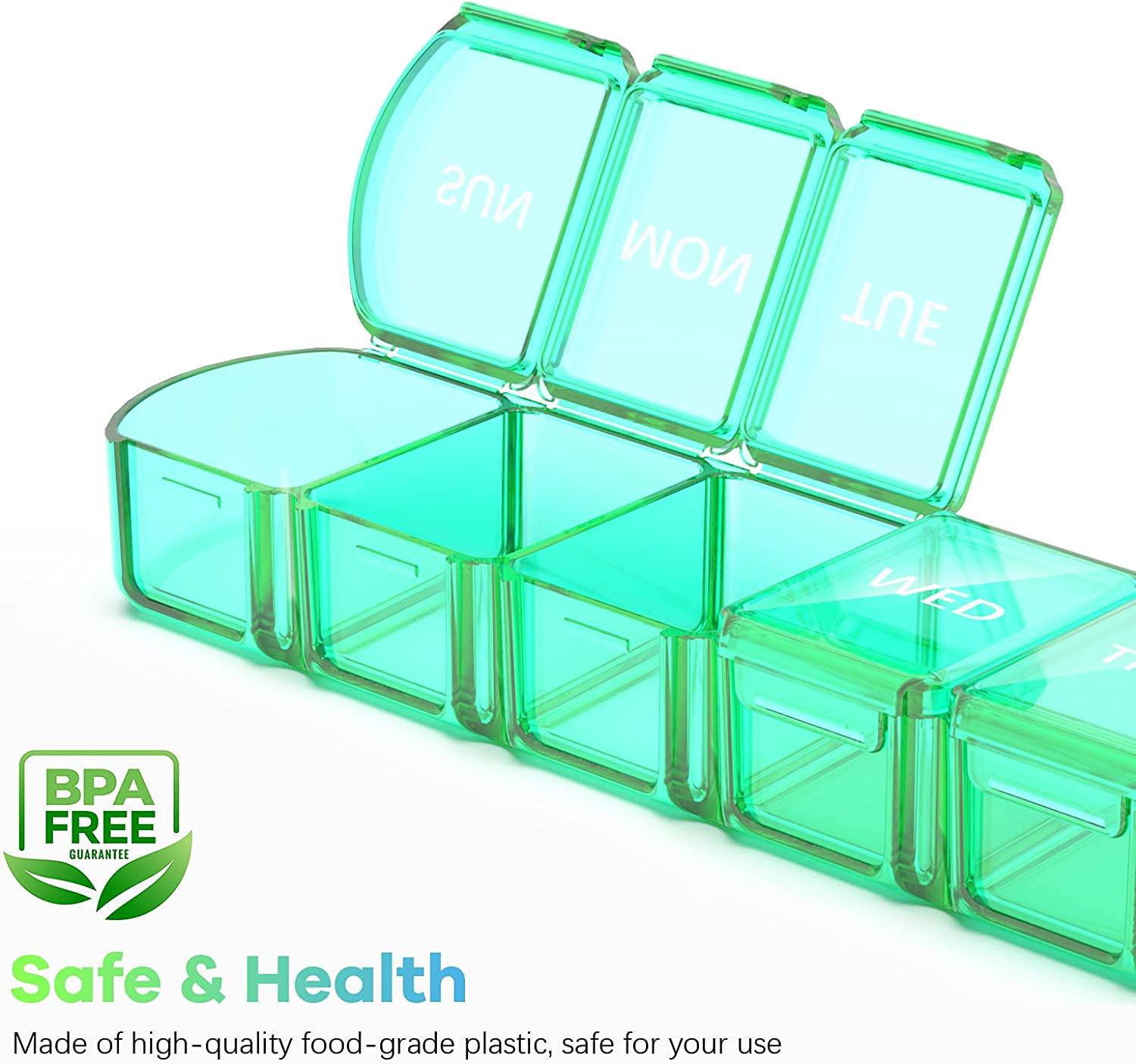 2 Pack Extra Large Pill Organizer Weekly Travel Pill Box 7 Day