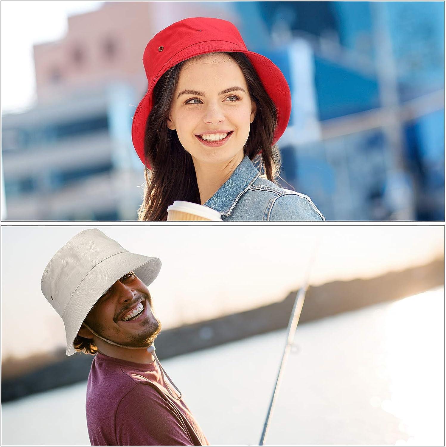4 Pieces Bucket Hat Sun Hat Beach Fishing Hat Travel Hat for Men Women Kids  Medium Black, White, Beige, Red