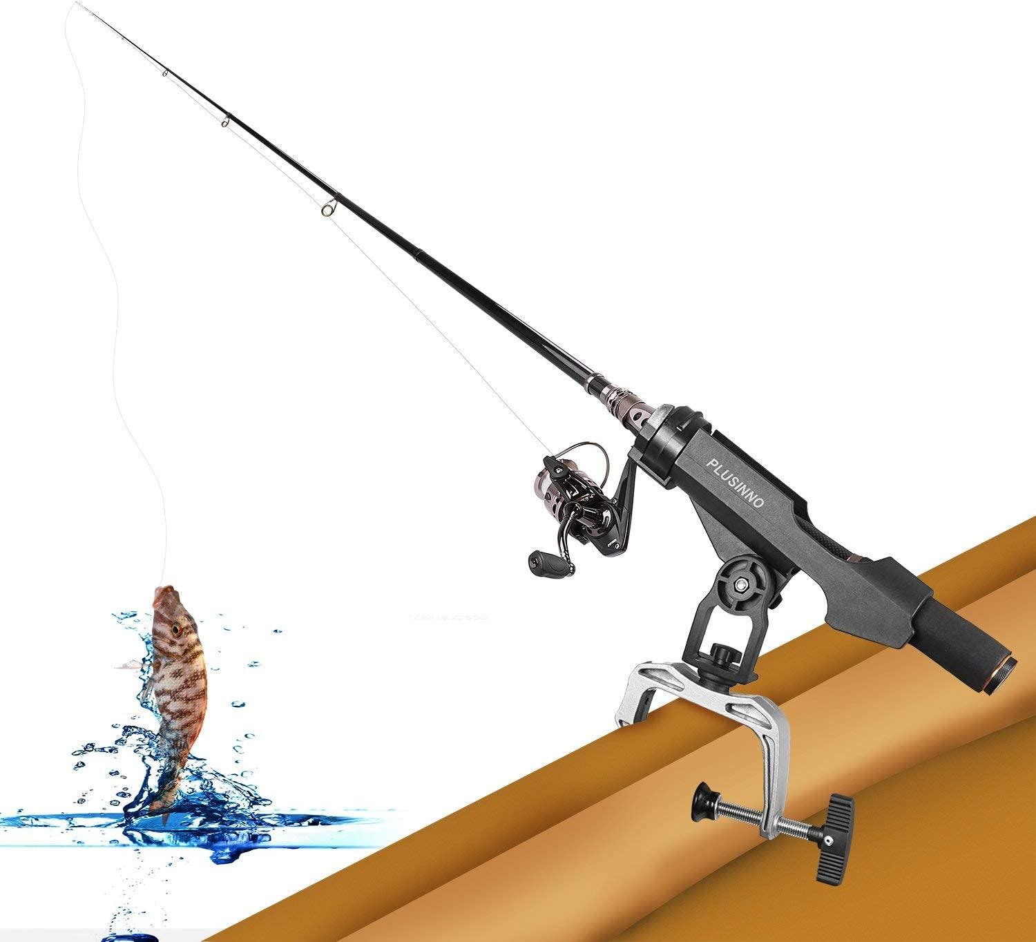 PLUSINNO Fishing Boat Rods Holder with Large Clamp Opening 360 Degree  Adjustable Fishing Rod Racks Folding Holder (2 Pack Blue) 