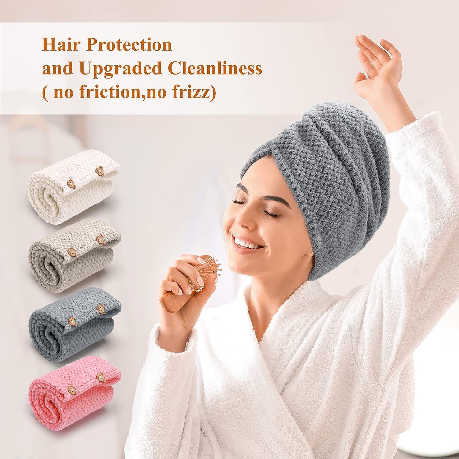 ZUMRUKES 4 Pack Microfiber Hair Towels Head Towels Wrap for Women